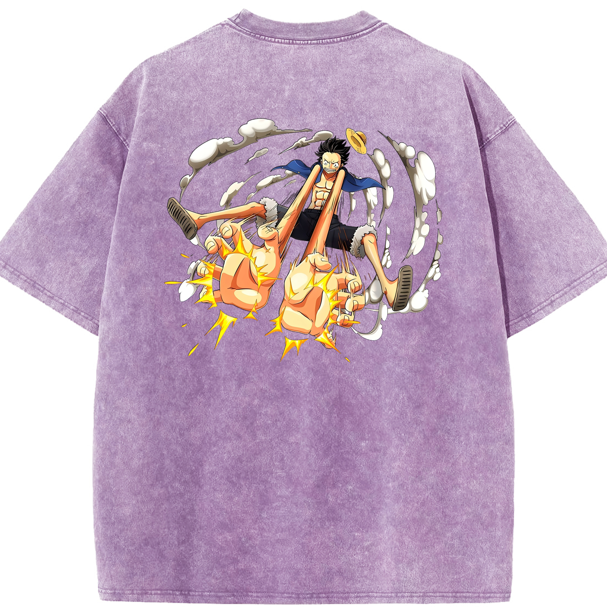 ワンピース モンキー・D・ルフィ ONE PIECE Monkey D. Luffy 綿100% ヴィンテージ風 半袖Tシャツ（背面プリント）