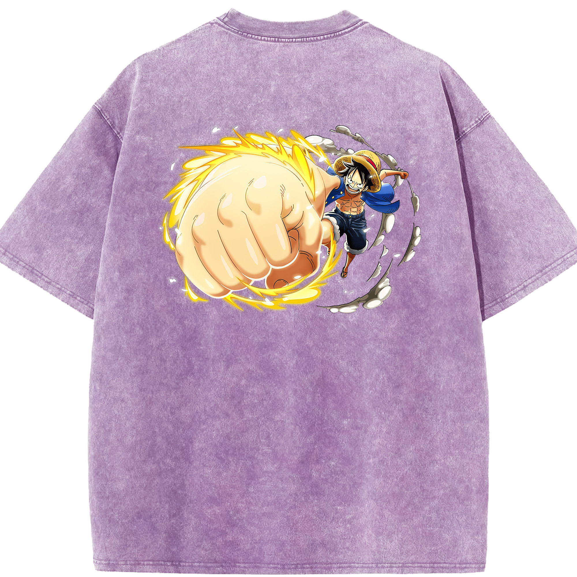ワンピース モンキー・D・ルフィ ONE PIECE Monkey D. Luffy 綿100% ヴィンテージ風 半袖Tシャツ（背面プリント）