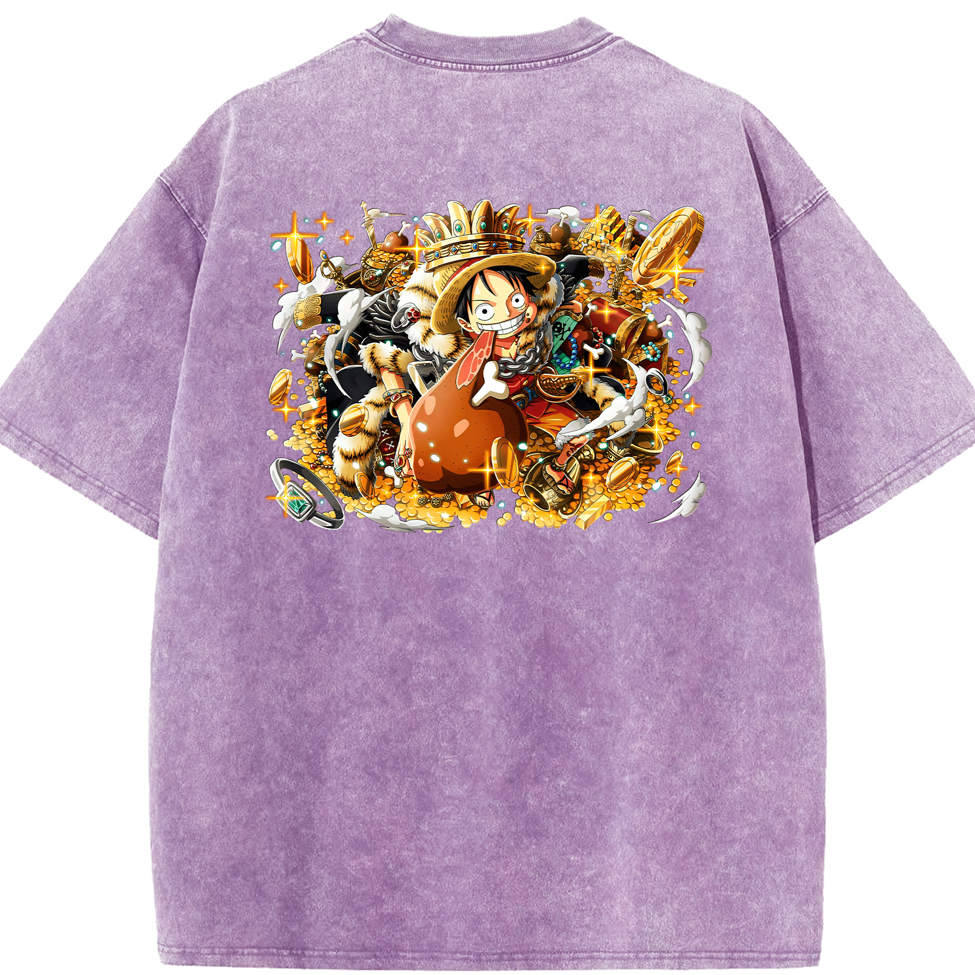 ワンピース モンキー・D・ルフィ ONE PIECE Monkey D. Luffy 綿100% ヴィンテージ風 半袖Tシャツ（背面プリント）