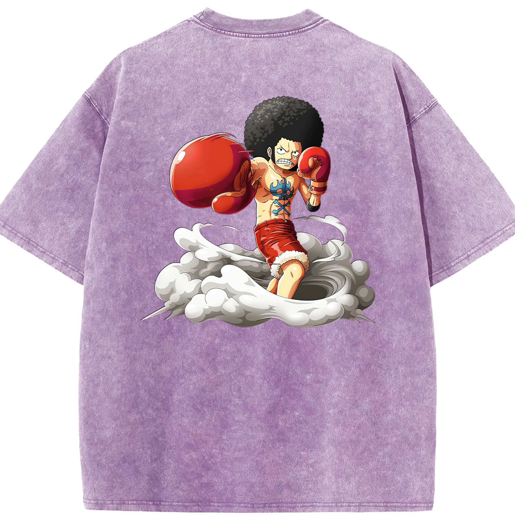 ワンピース モンキー・D・ルフィ ONE PIECE Monkey D. Luffy 綿100% ヴィンテージ風 半袖Tシャツ（背面プリント）