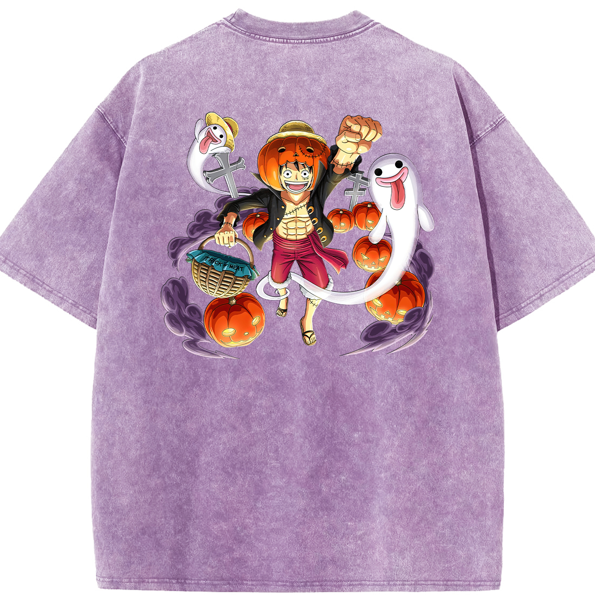 ワンピース モンキー・D・ルフィ ONE PIECE Monkey D. Luffy 綿100% ヴィンテージ風 半袖Tシャツ（背面プリント）