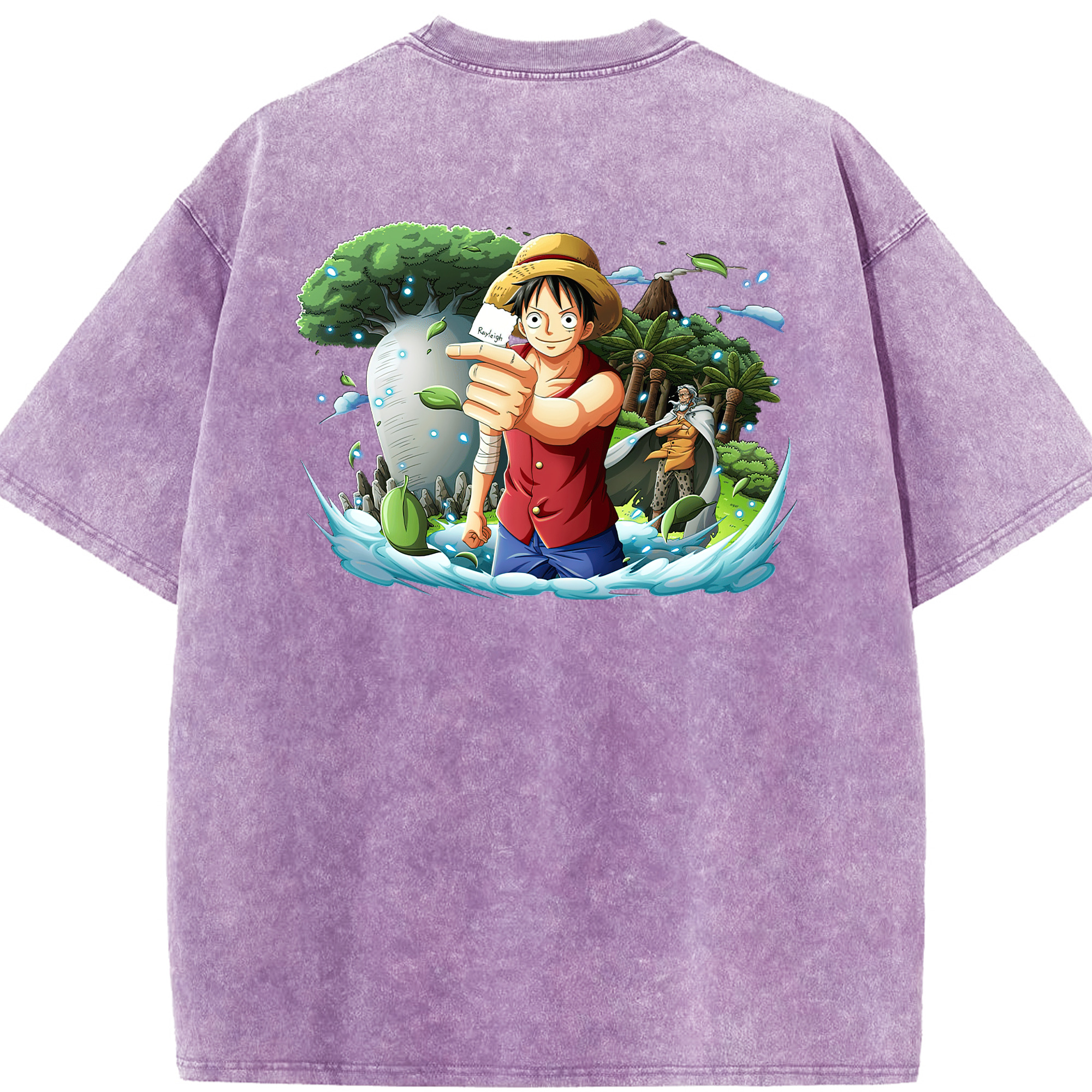 ワンピース モンキー・D・ルフィ ONE PIECE Monkey D. Luffy 綿100% ヴィンテージ風 半袖Tシャツ（背面プリント）