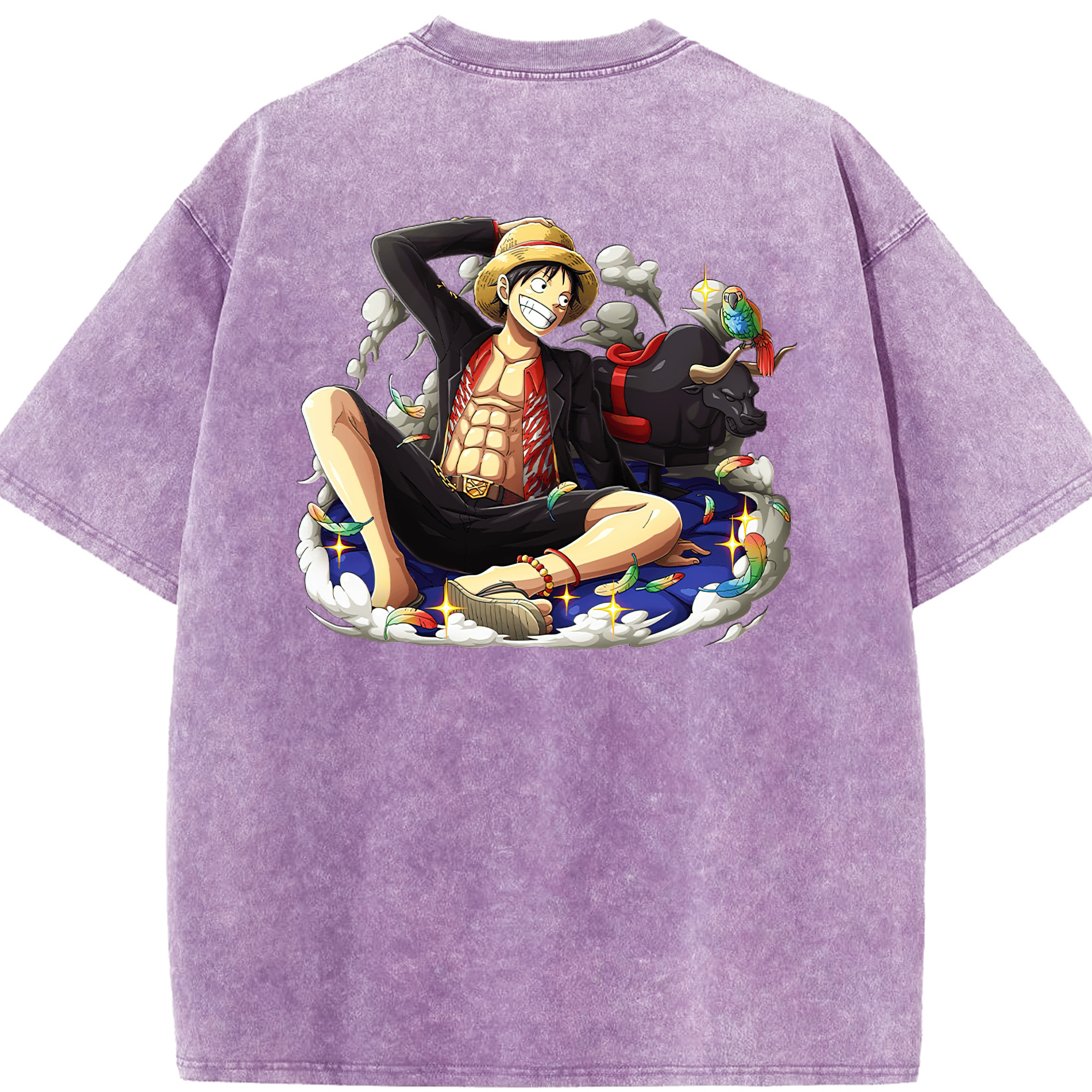 ワンピース モンキー・D・ルフィ ONE PIECE Monkey D. Luffy 綿100% ヴィンテージ風 半袖Tシャツ（背面プリント）