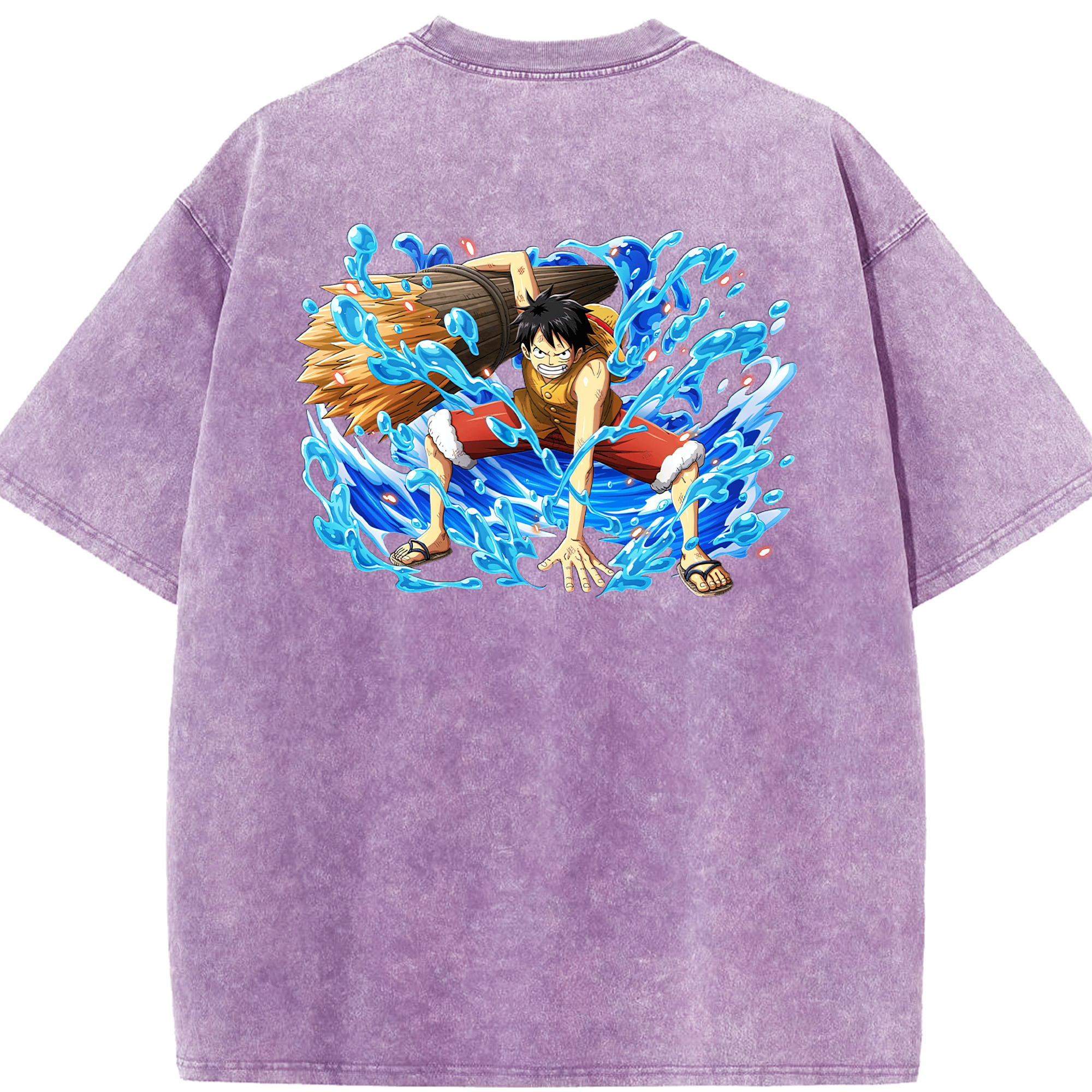 ワンピース モンキー・D・ルフィ ONE PIECE Monkey D. Luffy 綿100% ヴィンテージ風 半袖Tシャツ（背面プリント）