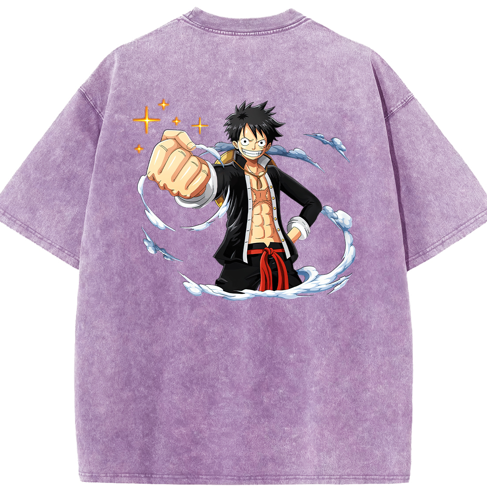 ワンピース モンキー・D・ルフィ ONE PIECE Monkey D. Luffy 綿100% ヴィンテージ風 半袖Tシャツ（背面プリント）