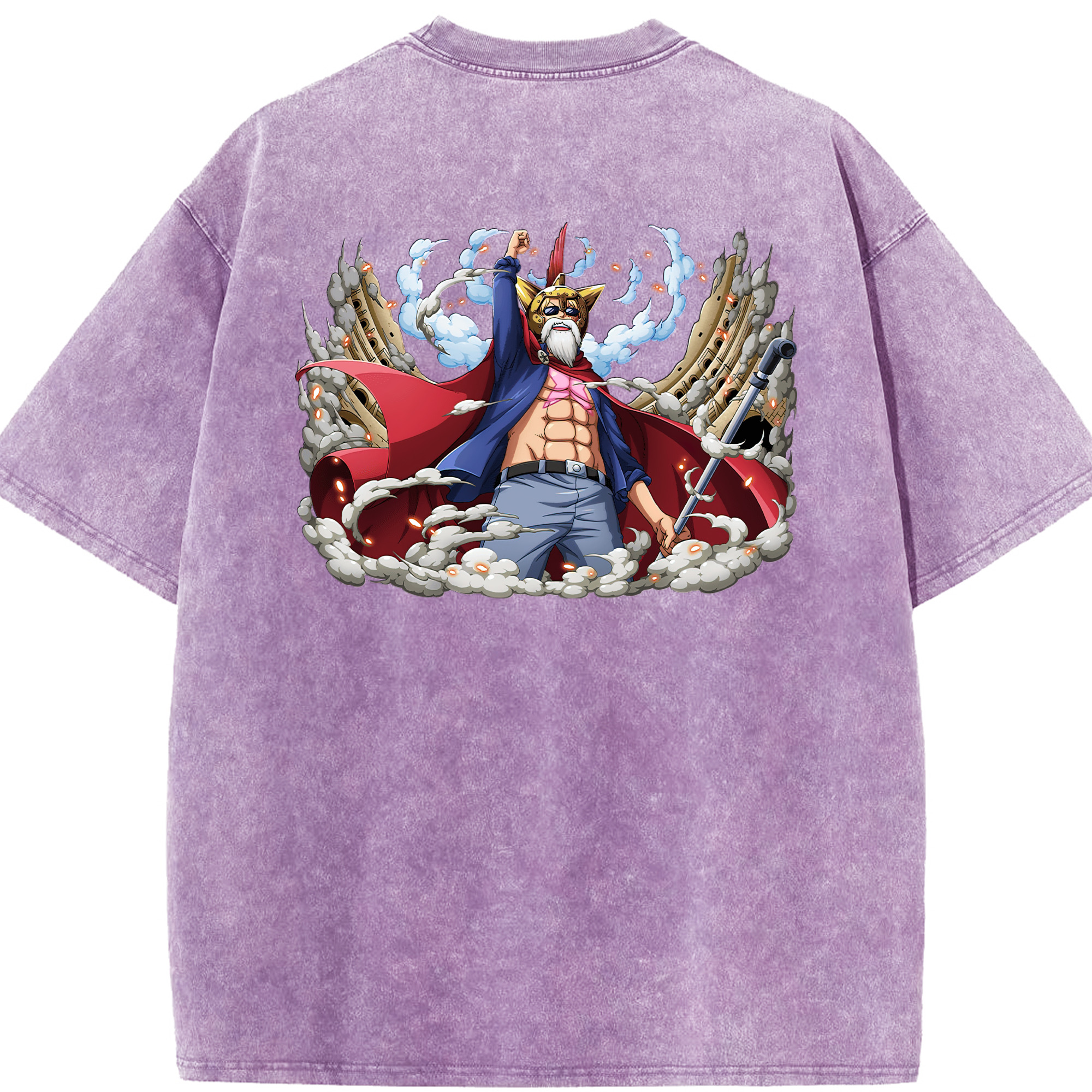 ワンピース モンキー・D・ルフィ ONE PIECE Monkey D. Luffy 綿100% ヴィンテージ風 半袖Tシャツ（背面プリント）