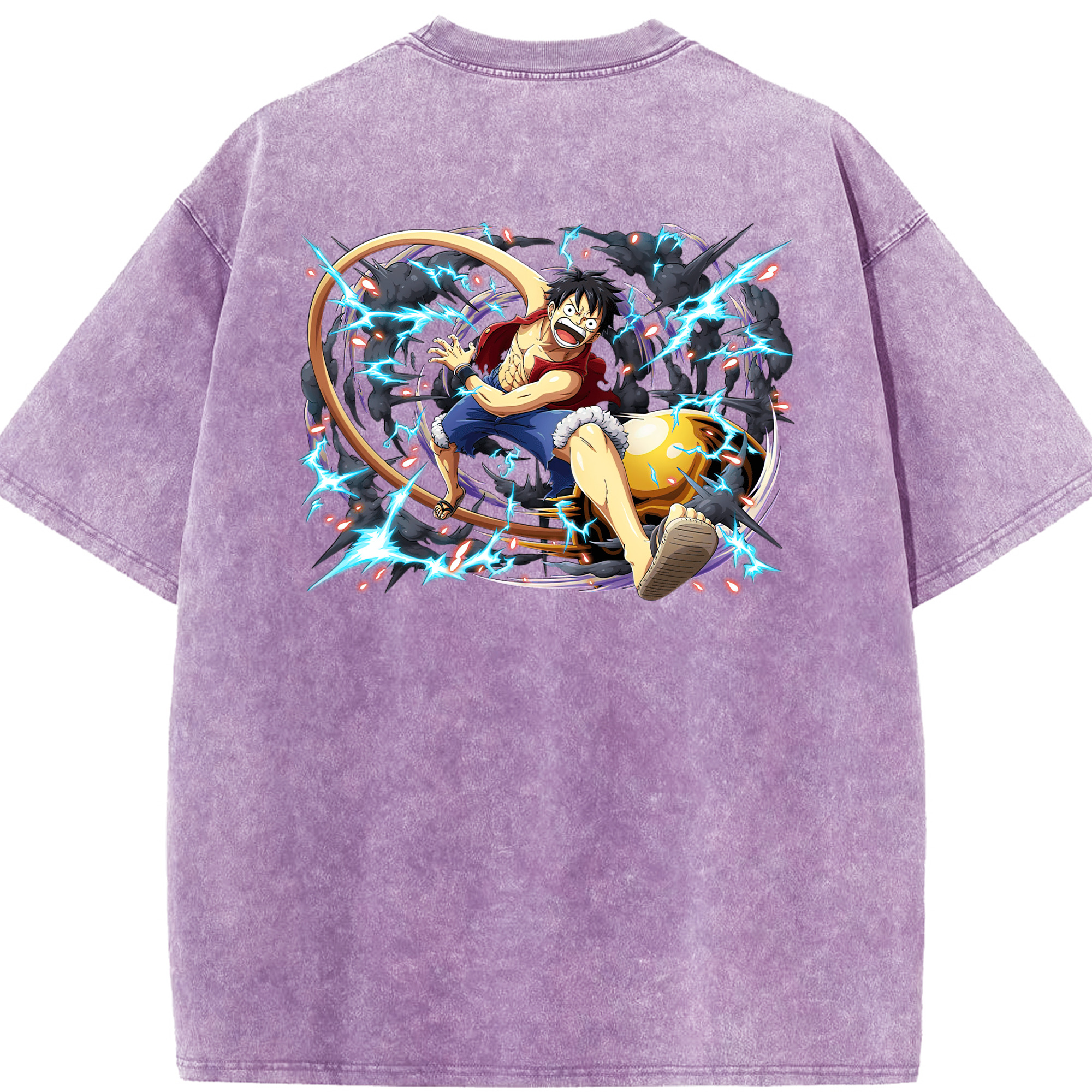 ワンピース モンキー・D・ルフィ ONE PIECE Monkey D. Luffy 綿100% ヴィンテージ風 半袖Tシャツ（背面プリント）