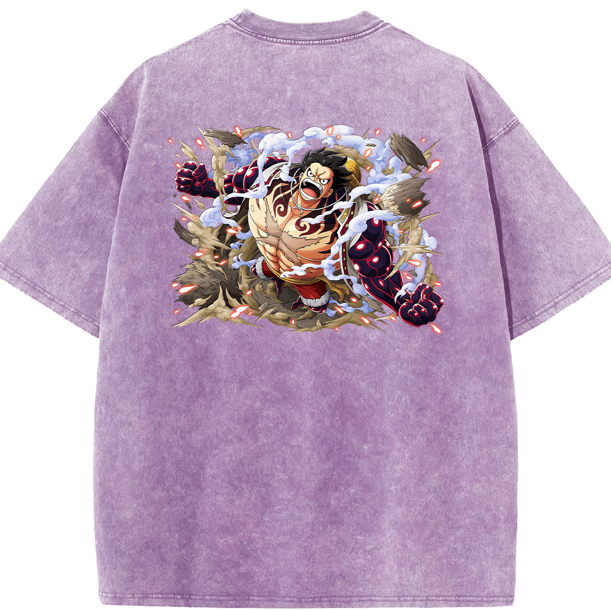 ワンピース モンキー・D・ルフィ ONE PIECE Monkey D. Luffy 綿100% ヴィンテージ風 半袖Tシャツ（背面プリント）
