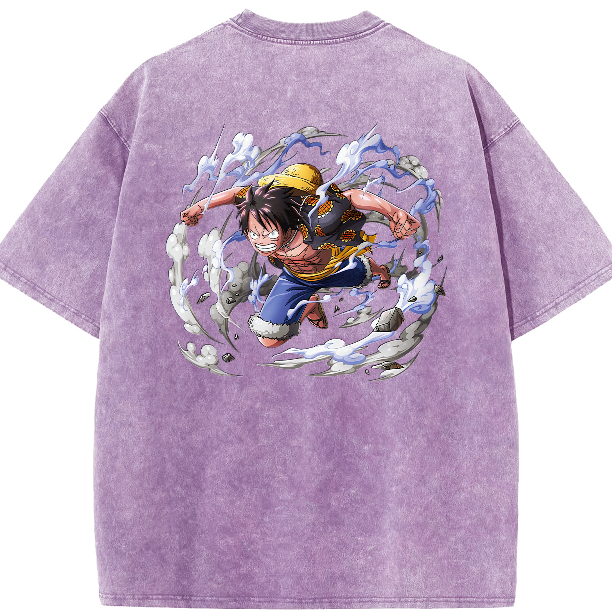 ワンピース モンキー・D・ルフィ ONE PIECE Monkey D. Luffy 綿100% ヴィンテージ風 半袖Tシャツ（背面プリント）