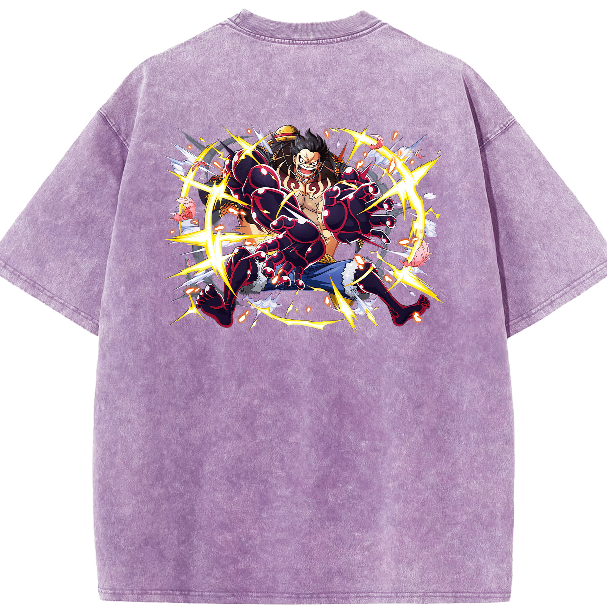 ワンピース モンキー・D・ルフィ ONE PIECE Monkey D. Luffy 綿100% ヴィンテージ風 半袖Tシャツ（背面プリント）