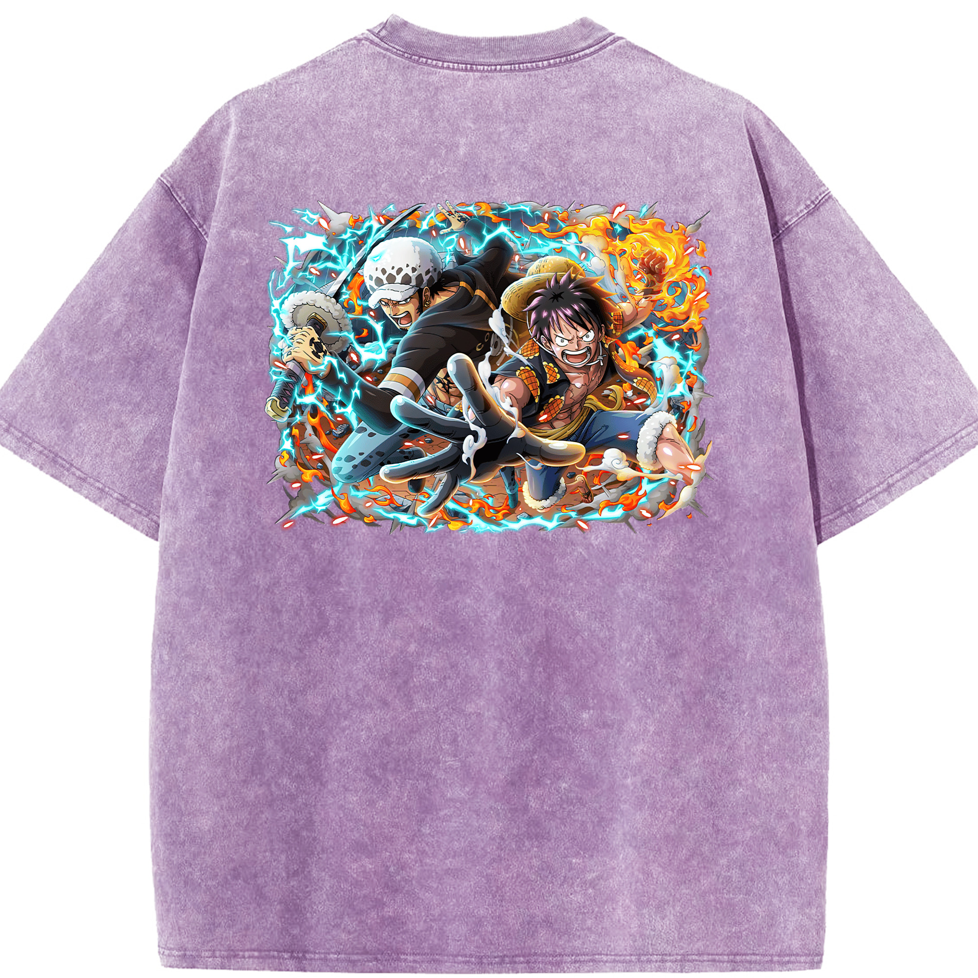 ワンピース モンキー・D・ルフィ ONE PIECE Monkey D. Luffy 綿100% ヴィンテージ風 半袖Tシャツ（背面プリント）
