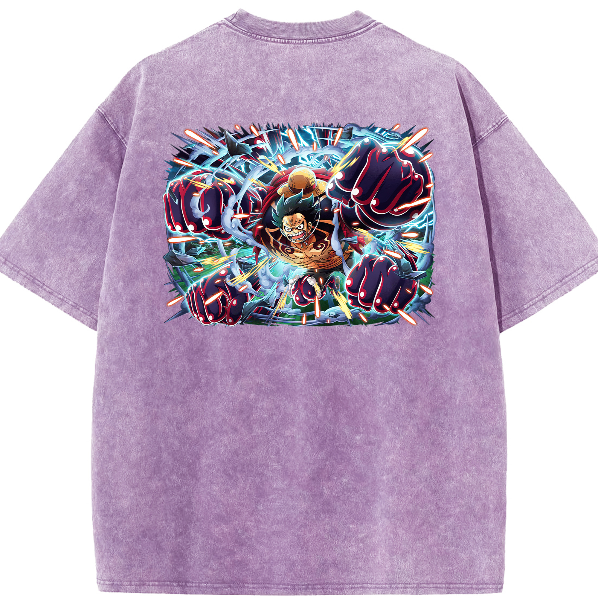 ワンピース モンキー・D・ルフィ ONE PIECE Monkey D. Luffy 綿100% ヴィンテージ風 半袖Tシャツ（背面プリント）