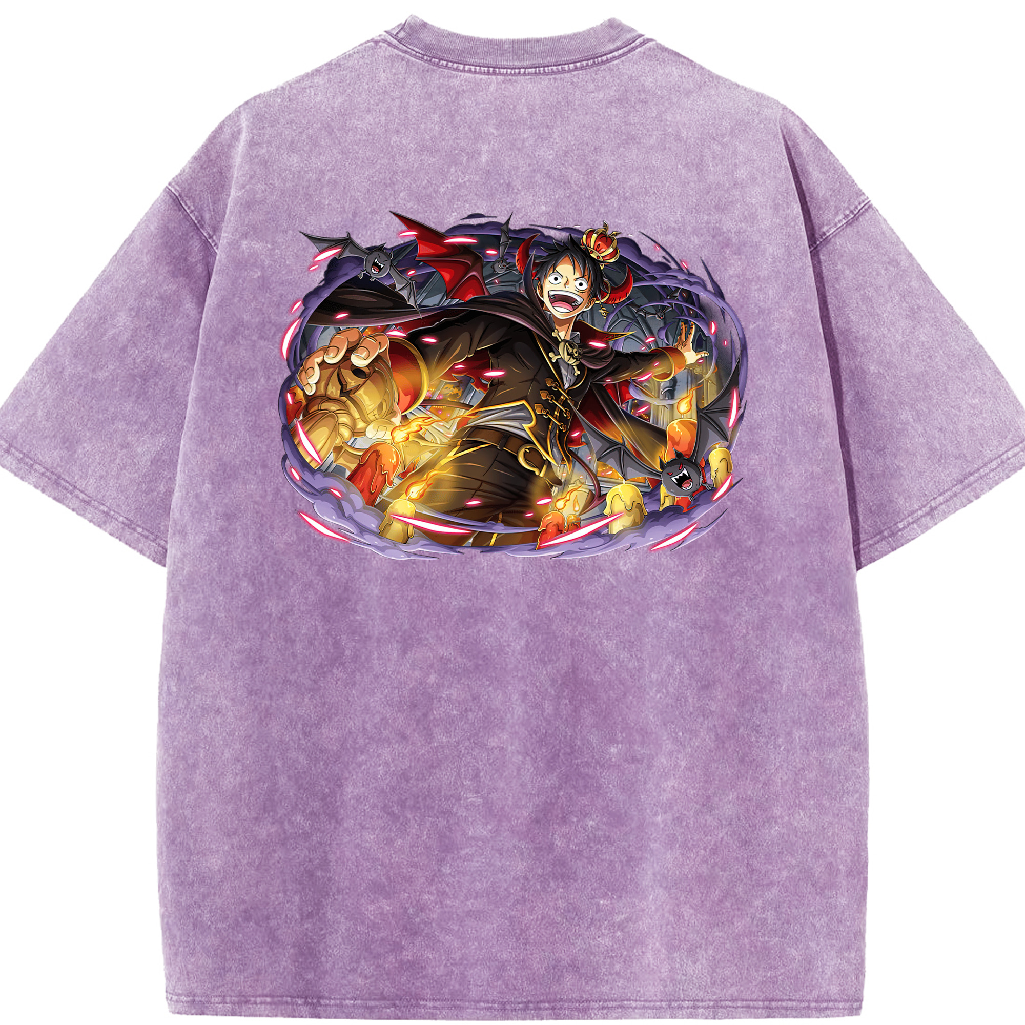 ワンピース モンキー・D・ルフィ ONE PIECE Monkey D. Luffy 綿100% ヴィンテージ風 半袖Tシャツ（背面プリント）