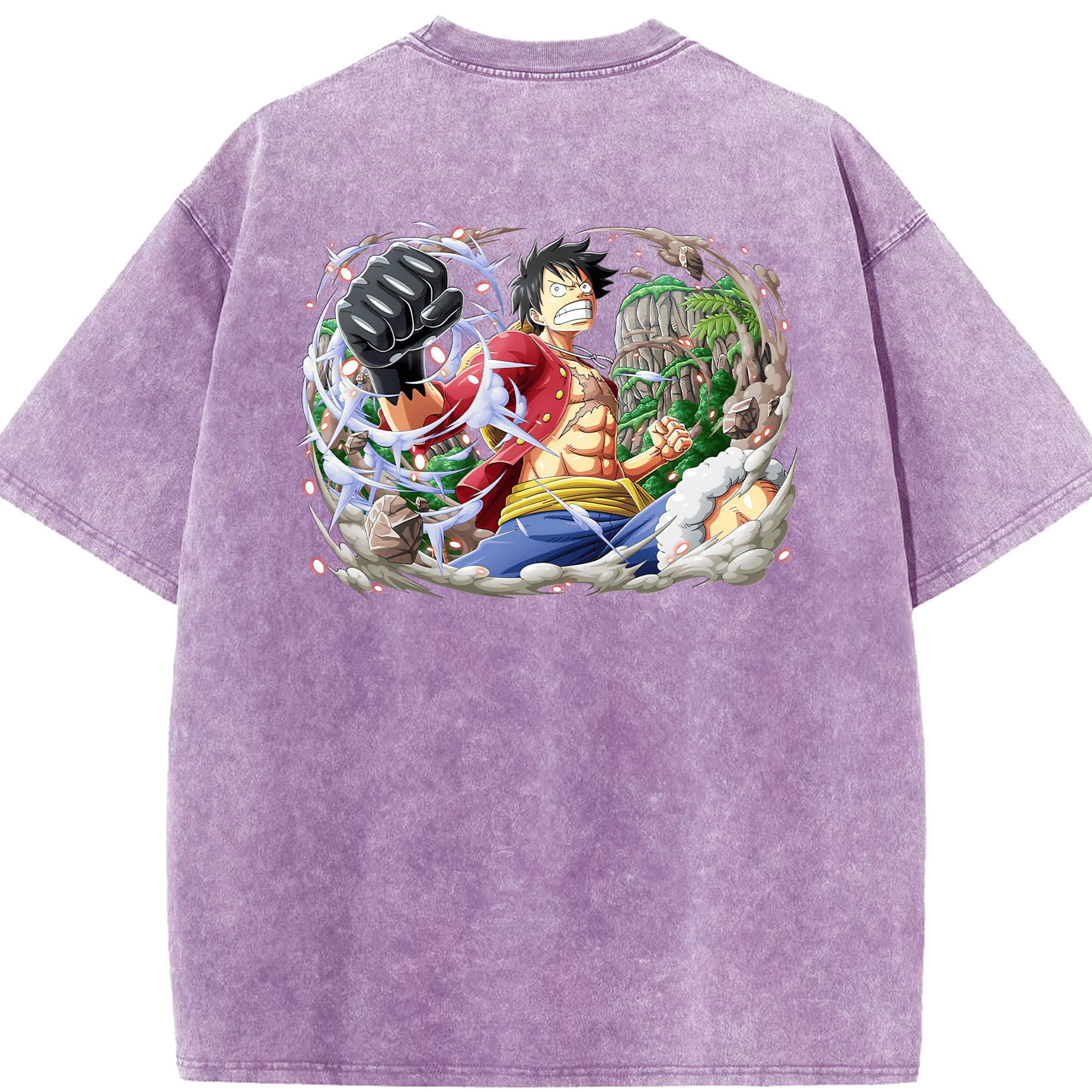 ワンピース モンキー・D・ルフィ ONE PIECE Monkey D. Luffy 綿100% ヴィンテージ風 半袖Tシャツ（背面プリント）