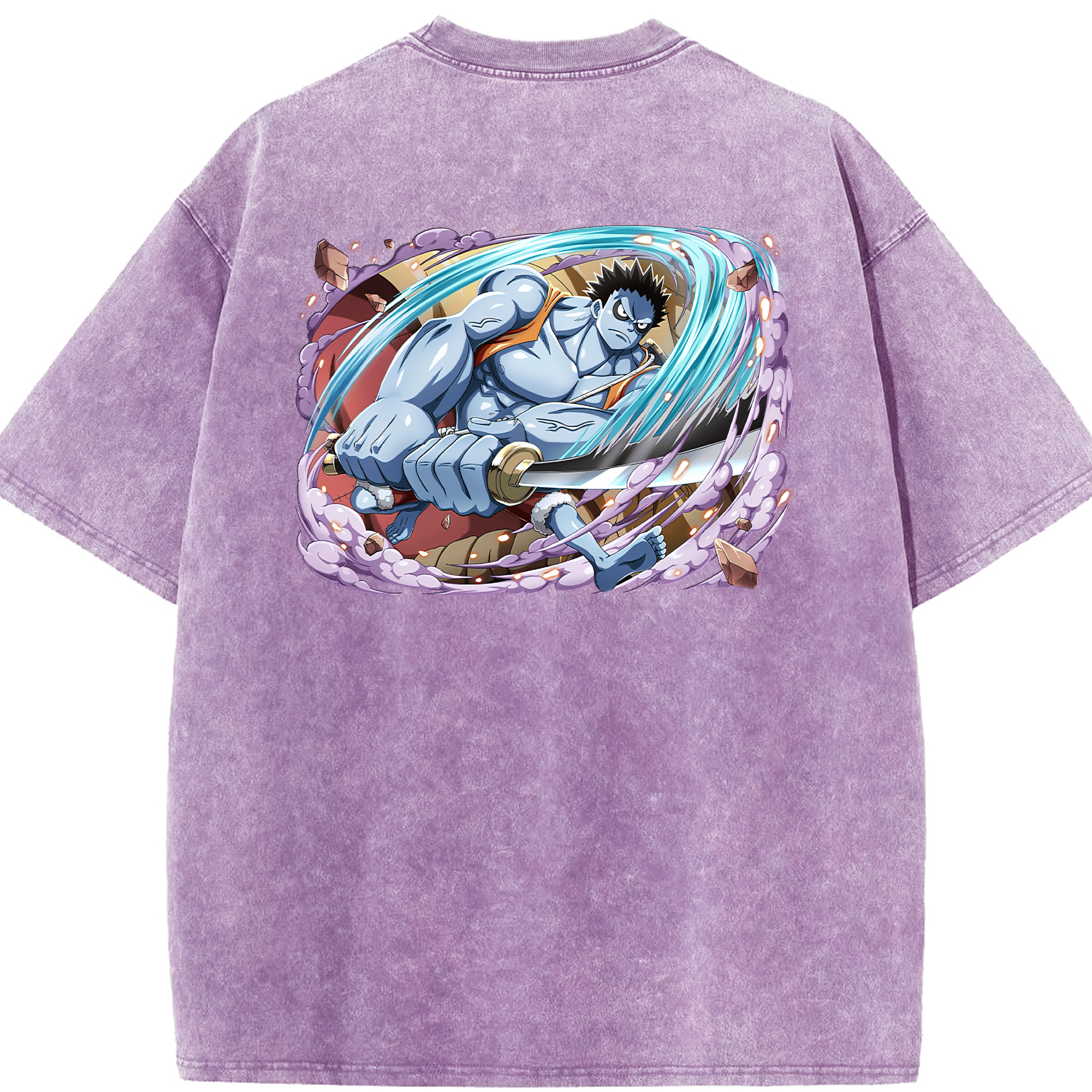 ワンピース モンキー・D・ルフィ ONE PIECE Monkey D. Luffy 綿100% ヴィンテージ風 半袖Tシャツ（背面プリント）