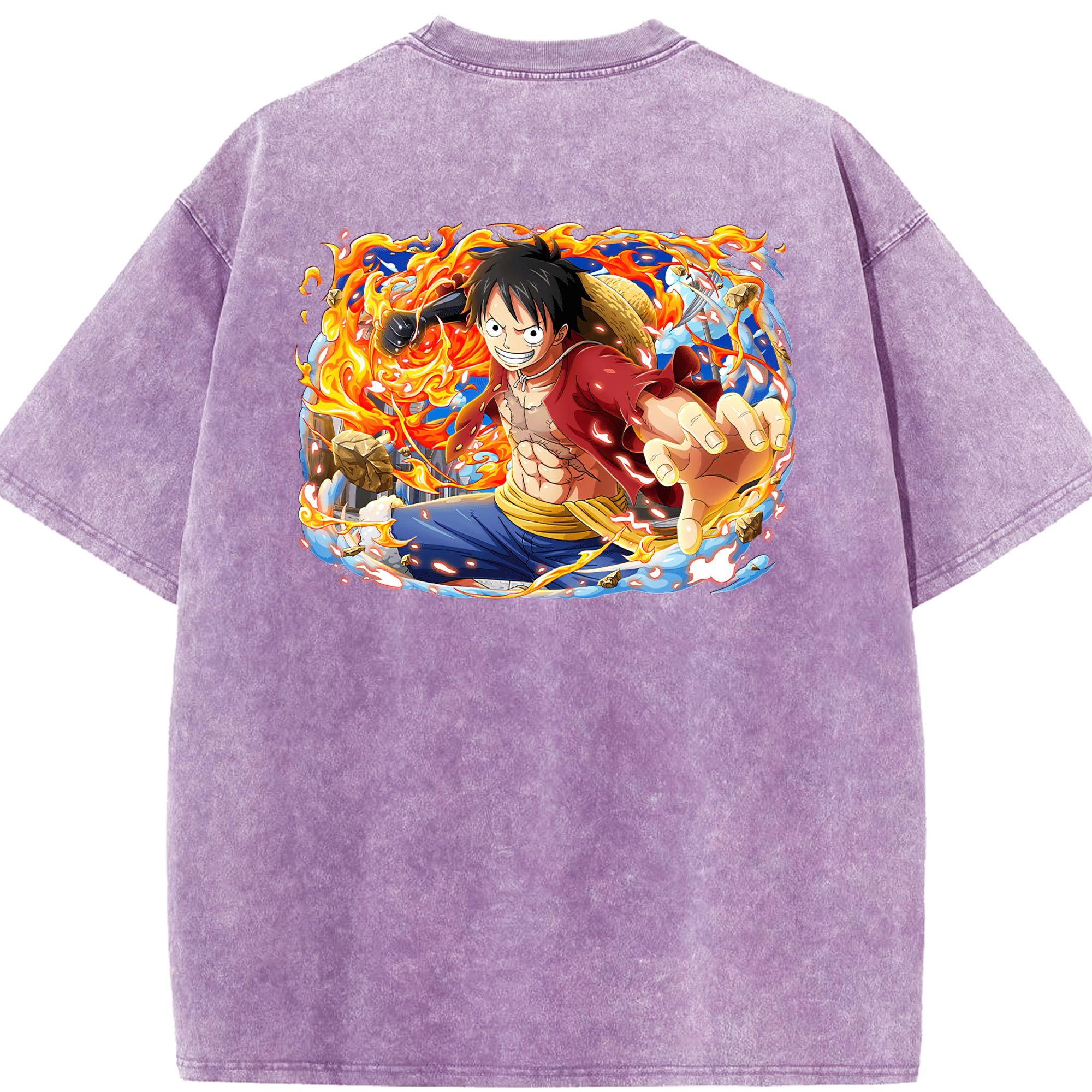 ワンピース モンキー・D・ルフィ ONE PIECE Monkey D. Luffy 綿100% ヴィンテージ風 半袖Tシャツ（背面プリント）