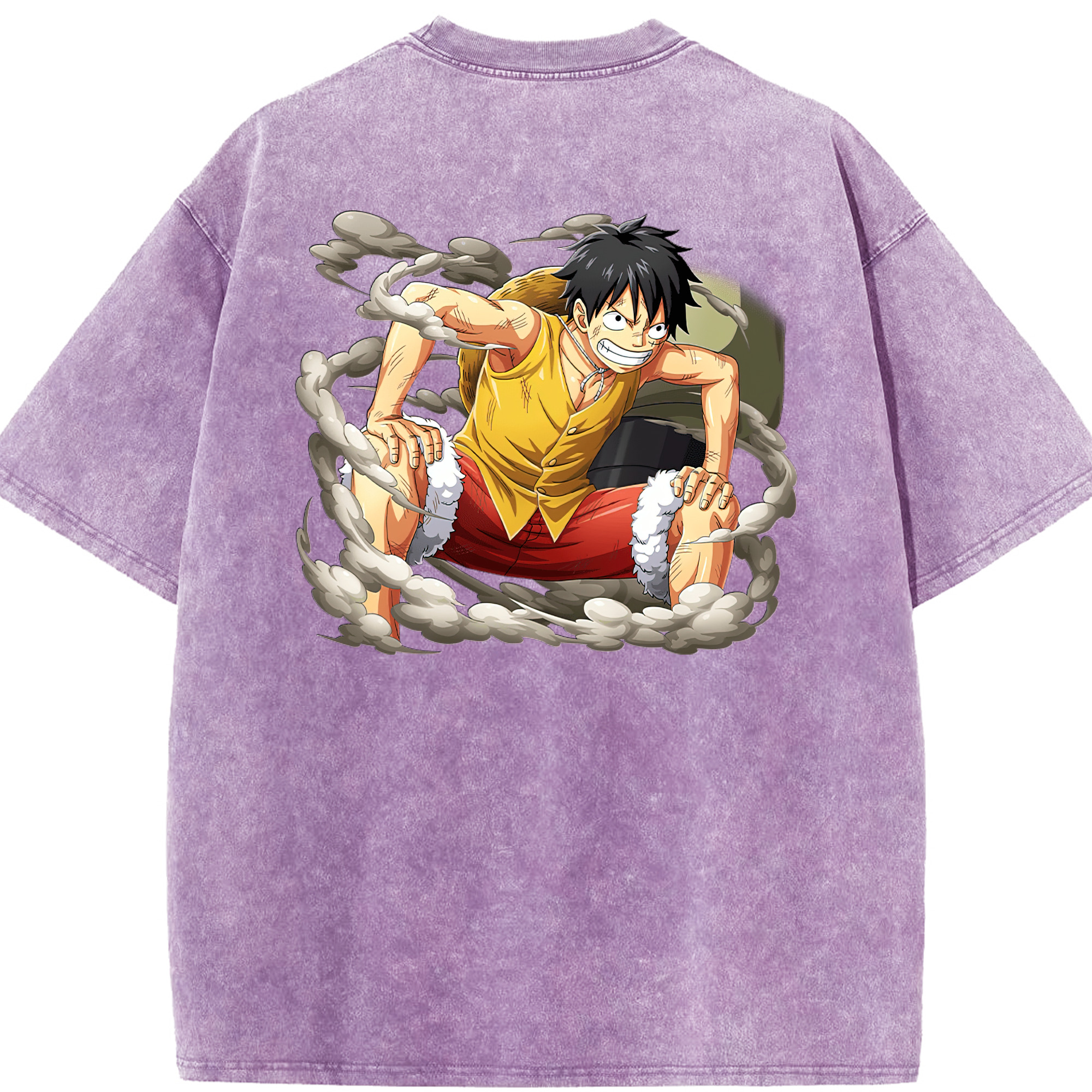 ワンピース モンキー・D・ルフィ ONE PIECE Monkey D. Luffy 綿100% ヴィンテージ風 半袖Tシャツ（背面プリント）