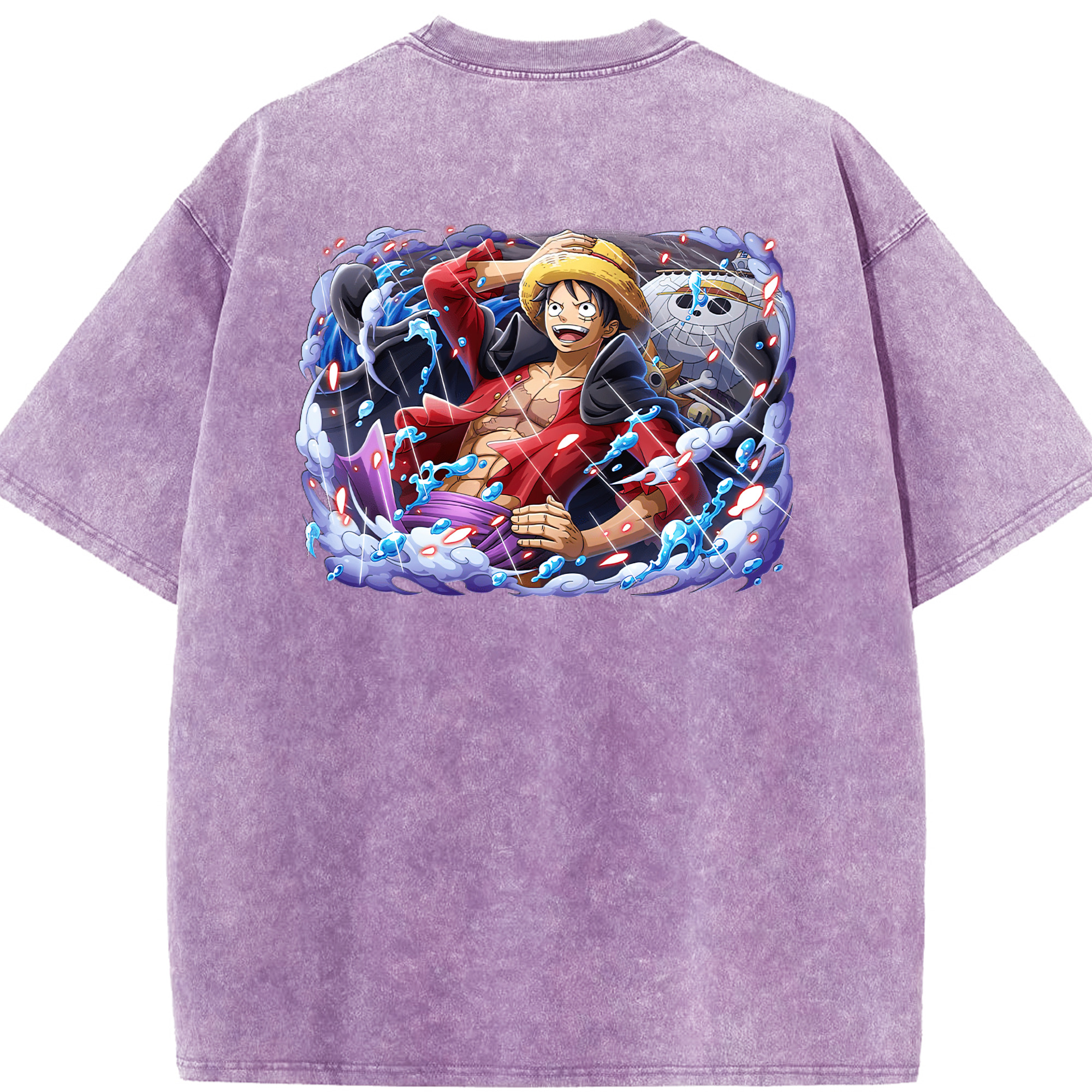 ワンピース モンキー・D・ルフィ ONE PIECE Monkey D. Luffy 綿100% ヴィンテージ風 半袖Tシャツ（背面プリント）