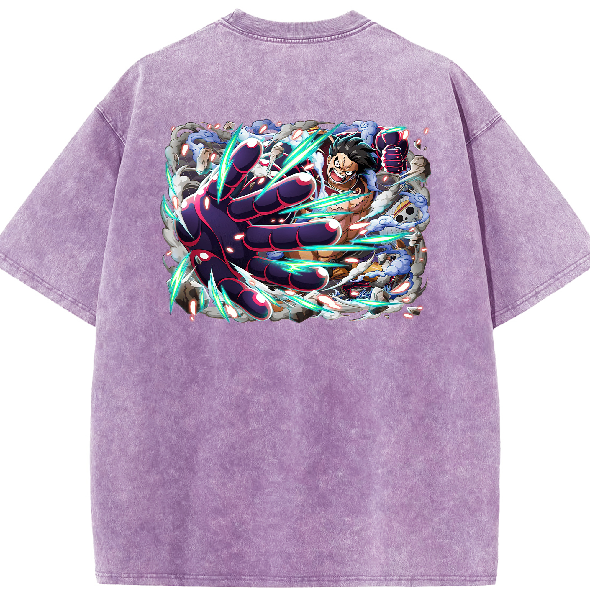 ワンピース モンキー・D・ルフィ ONE PIECE Monkey D. Luffy 綿100% ヴィンテージ風 半袖Tシャツ（背面プリント）