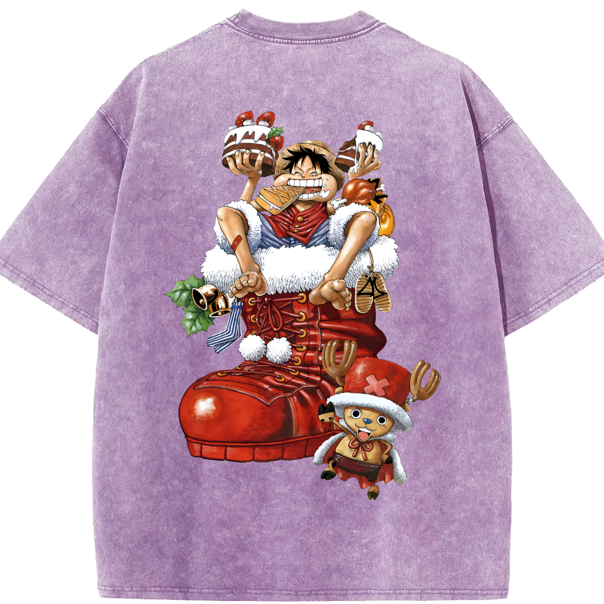 ワンピース モンキー・D・ルフィ ONE PIECE Monkey D. Luffy 綿100% ヴィンテージ風 半袖Tシャツ（背面プリント）