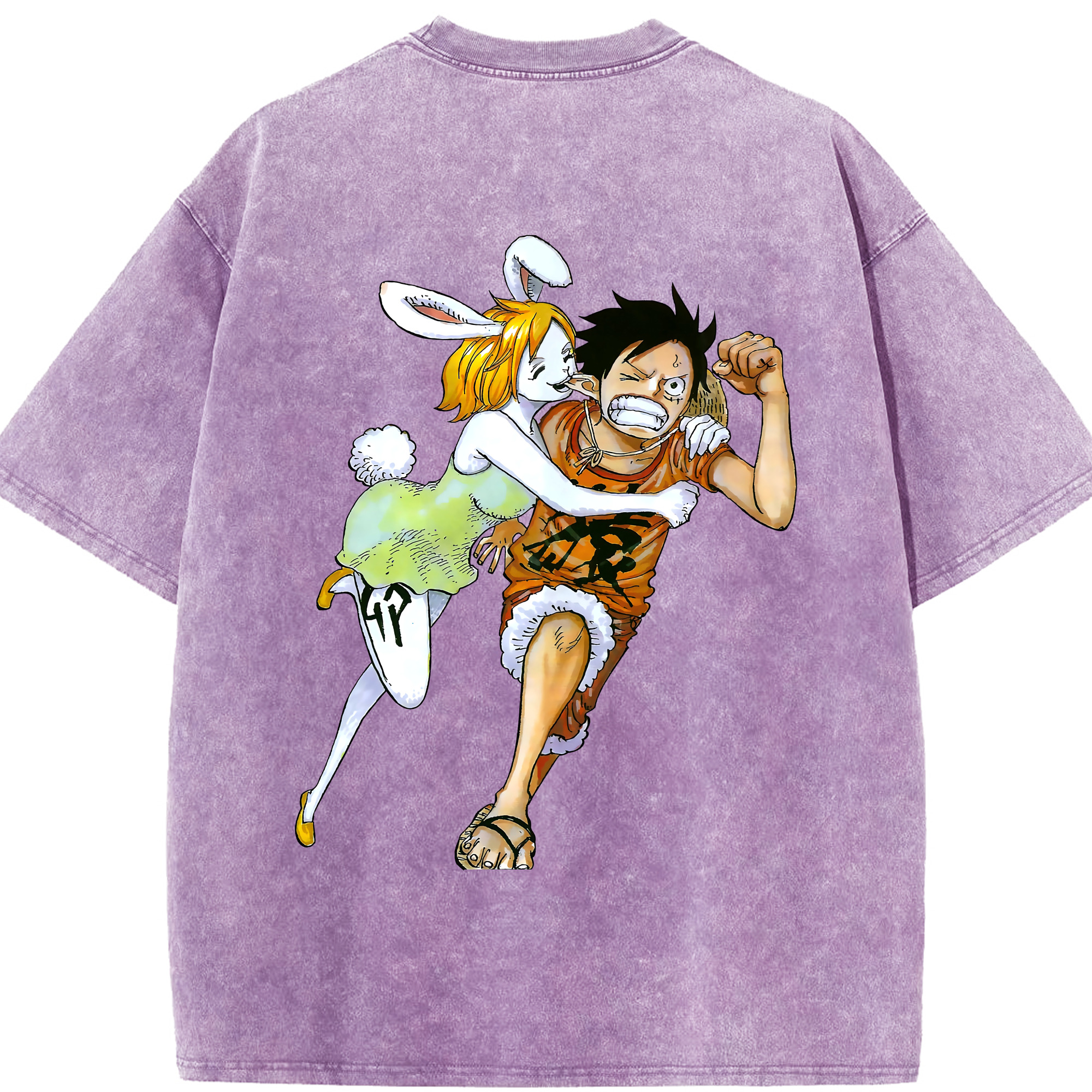 ワンピース モンキー・D・ルフィ ONE PIECE Monkey D. Luffy 綿100% ヴィンテージ風 半袖Tシャツ（背面プリント）