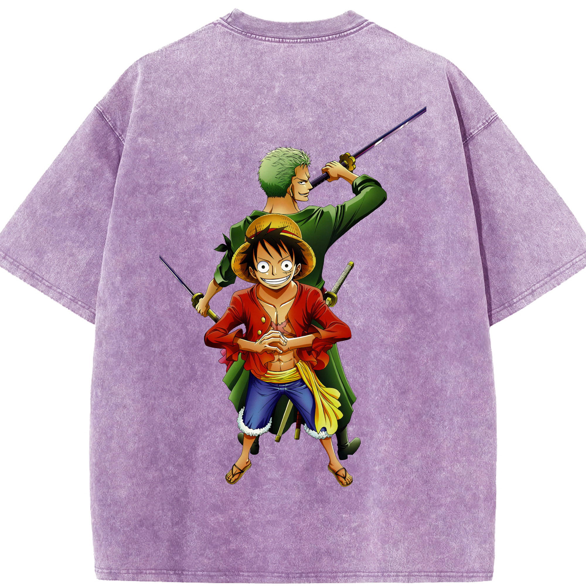 ワンピース モンキー・D・ルフィ ONE PIECE Monkey D. Luffy 綿100% ヴィンテージ風 半袖Tシャツ（背面プリント）
