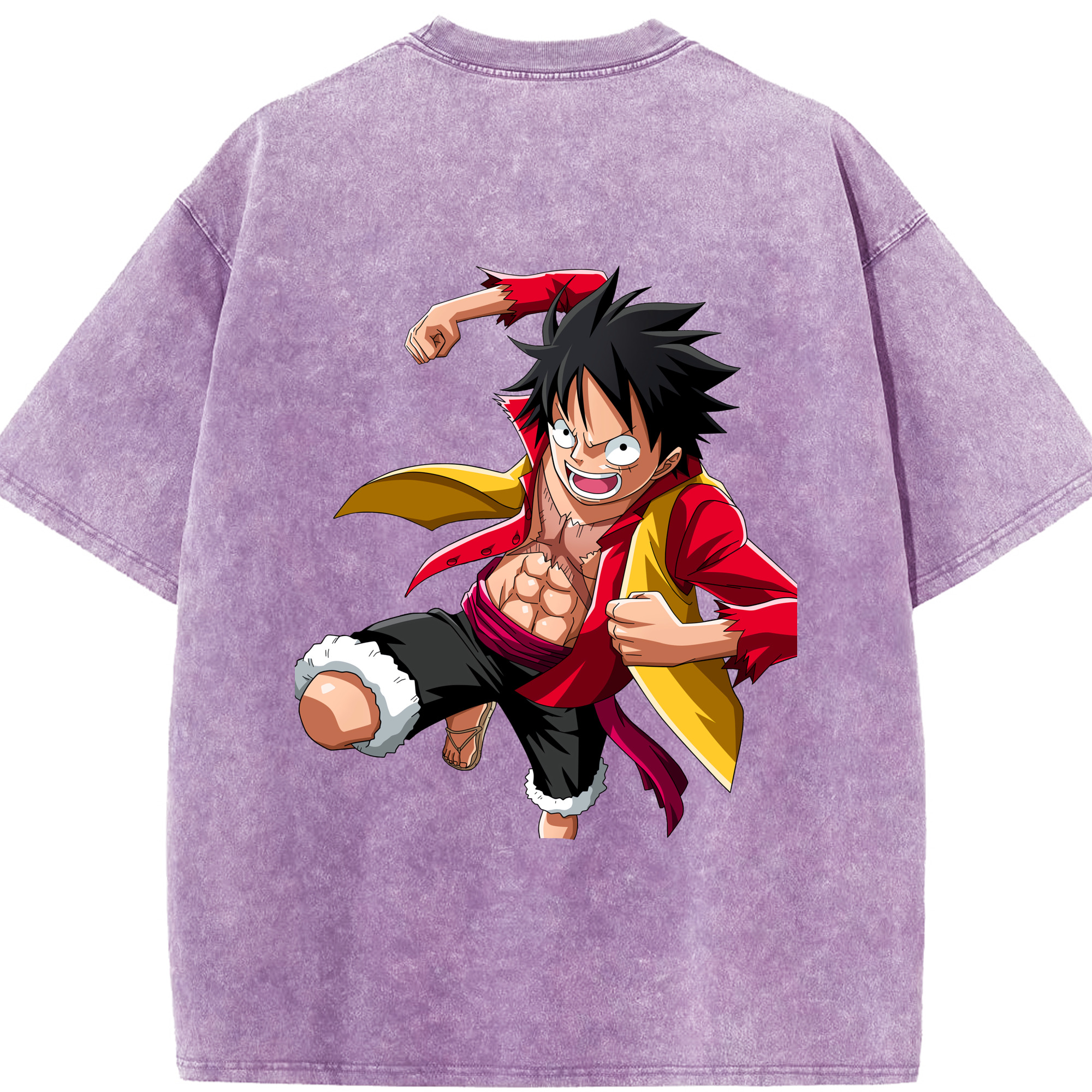 ワンピース モンキー・D・ルフィ ONE PIECE Monkey D. Luffy 綿100% ヴィンテージ風 半袖Tシャツ（背面プリント）
