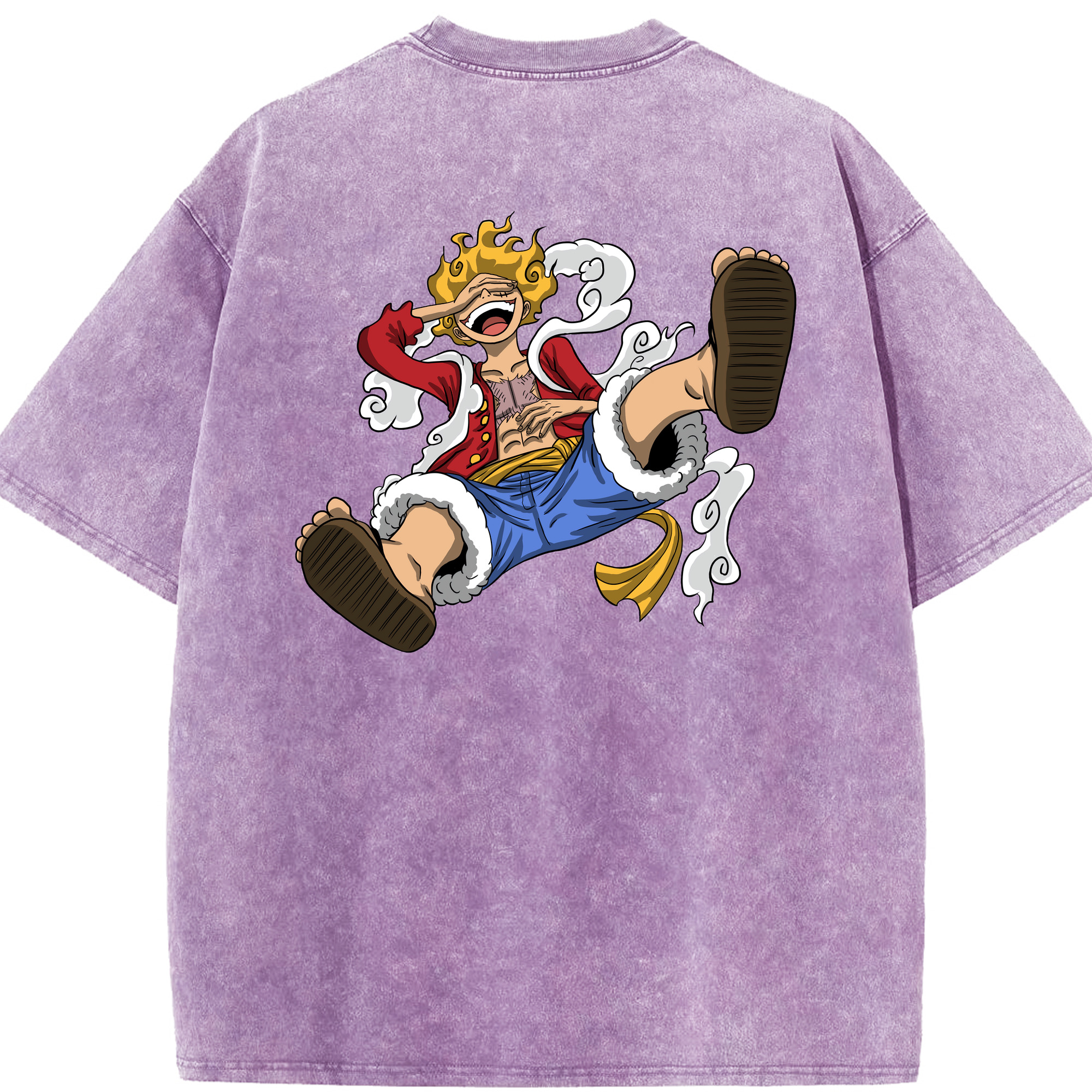 ワンピース モンキー・D・ルフィ ONE PIECE Monkey D. Luffy 綿100% ヴィンテージ風 半袖Tシャツ（背面プリント）