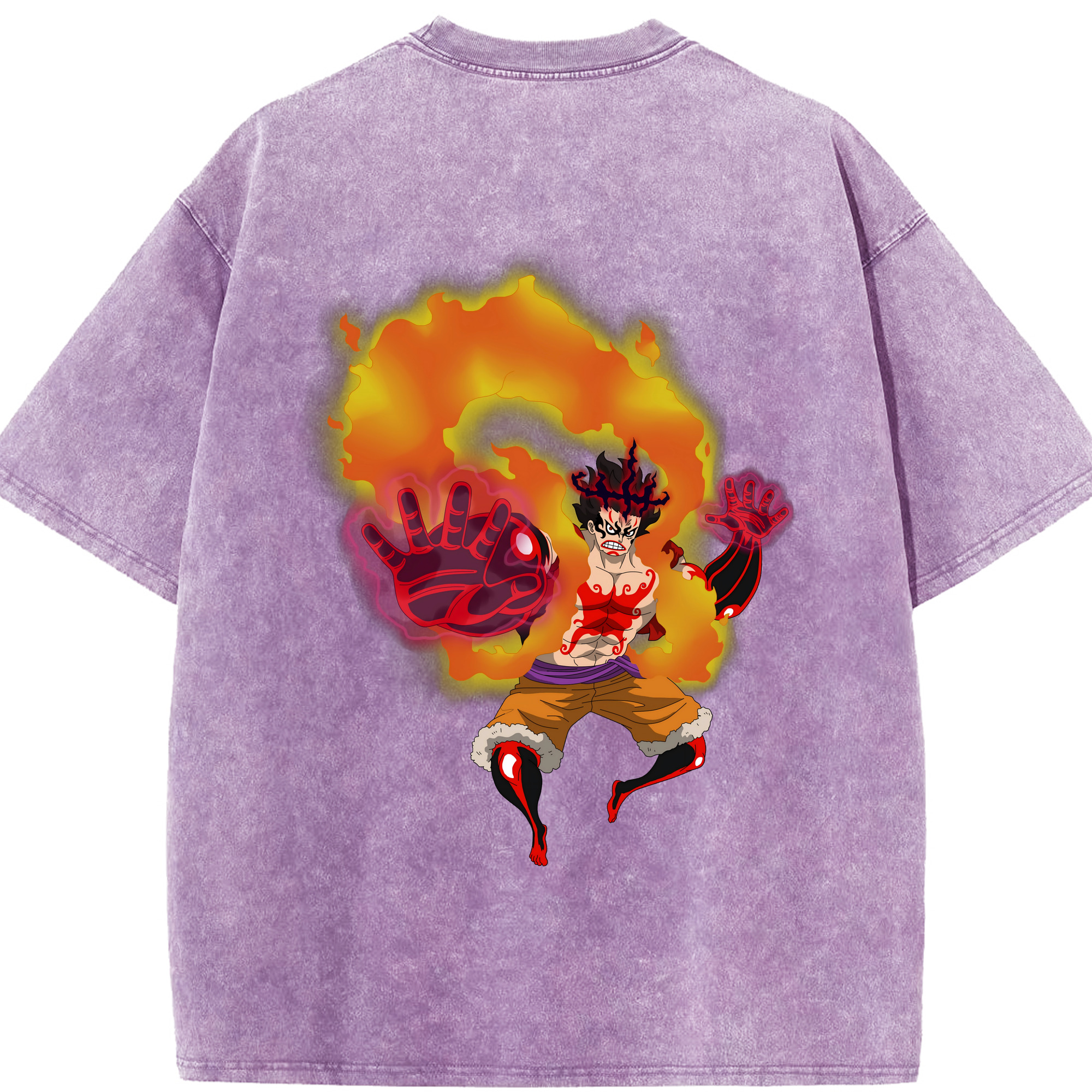ワンピース モンキー・D・ルフィ ONE PIECE Monkey D. Luffy 綿100% ヴィンテージ風 半袖Tシャツ（背面プリント）
