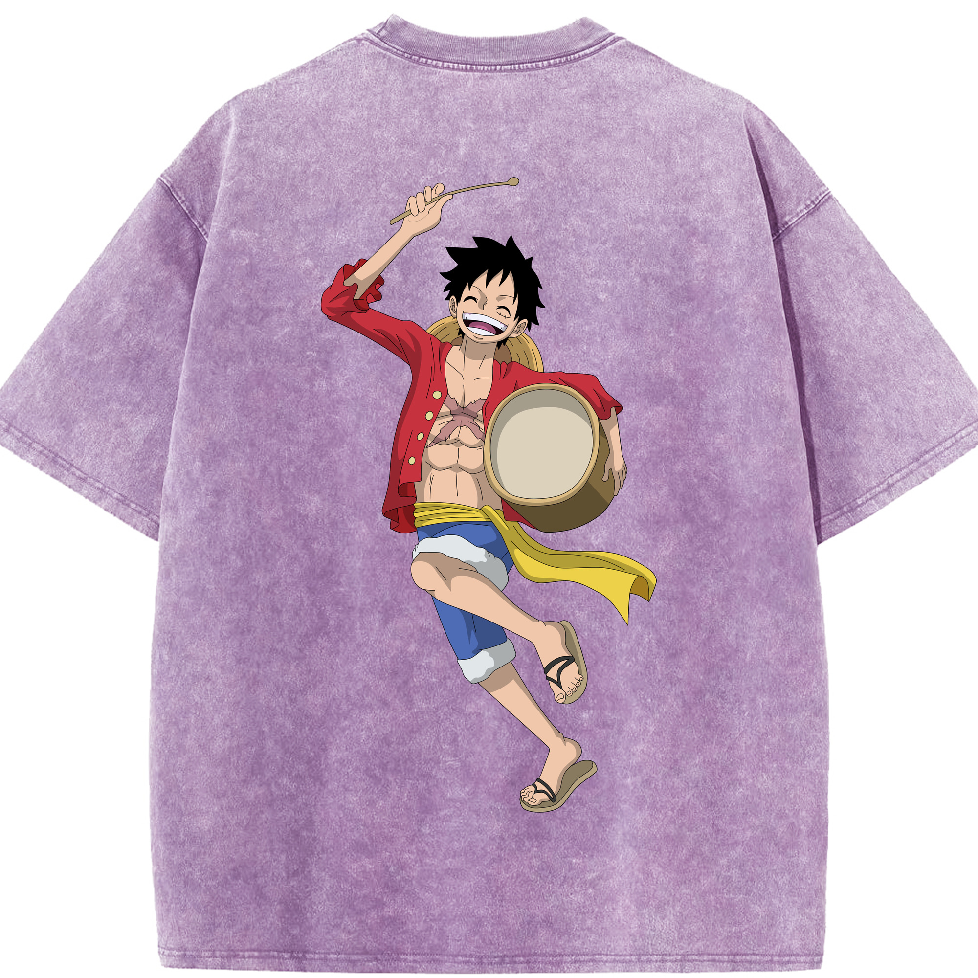 ワンピース モンキー・D・ルフィ ONE PIECE Monkey D. Luffy 綿100% ヴィンテージ風 半袖Tシャツ（背面プリント）
