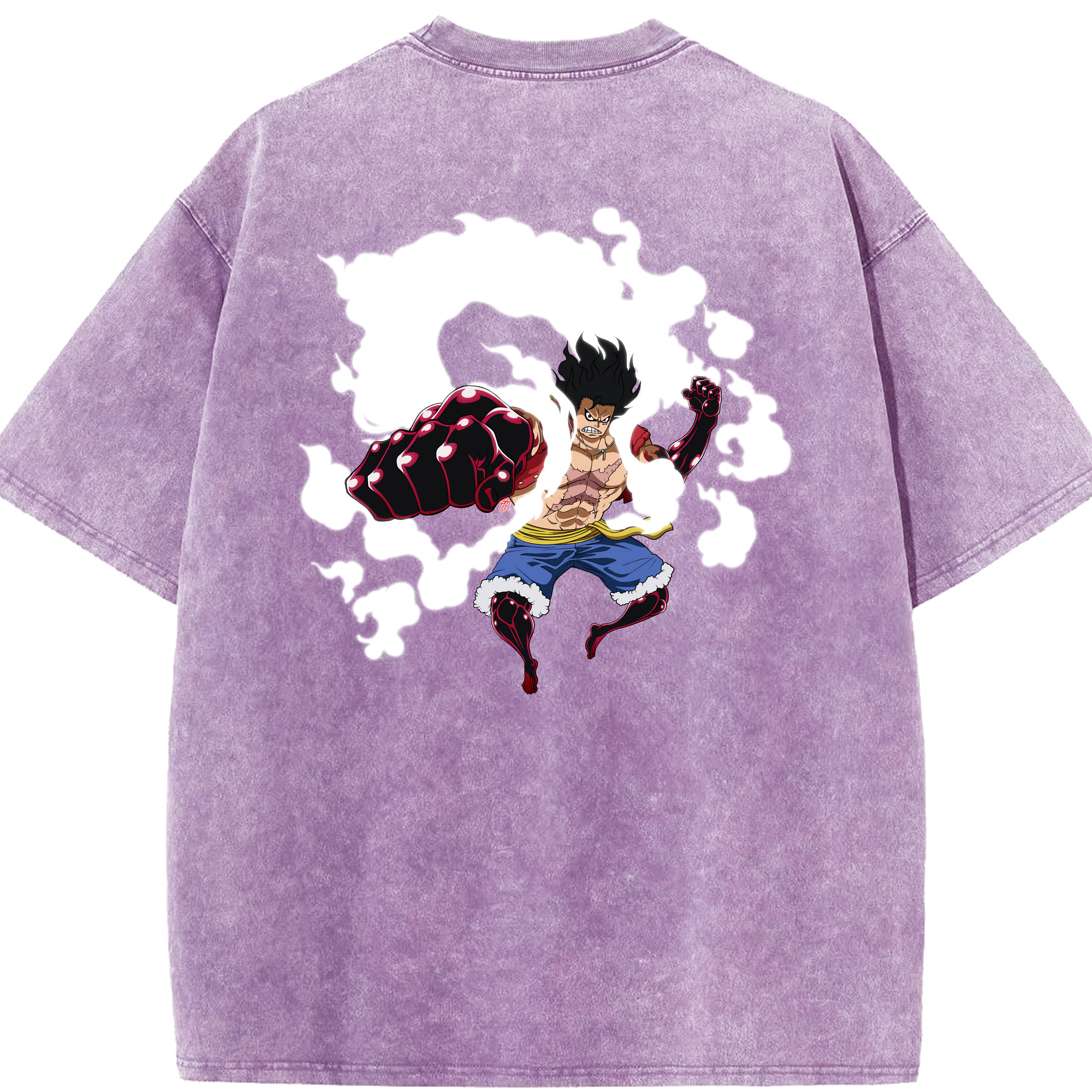 ワンピース モンキー・D・ルフィ ONE PIECE Monkey D. Luffy 綿100% ヴィンテージ風 半袖Tシャツ（背面プリント）