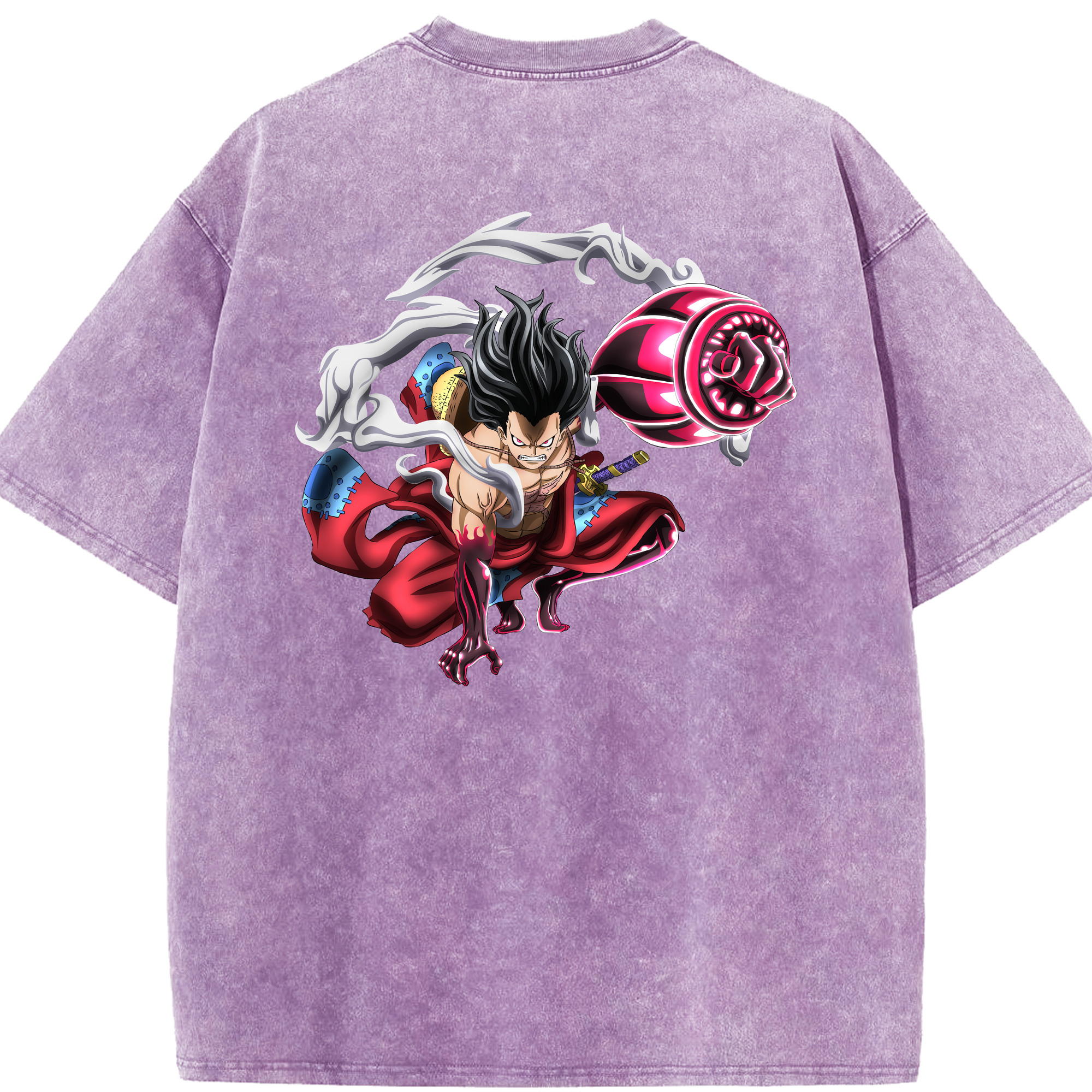 ワンピース モンキー・D・ルフィ ONE PIECE Monkey D. Luffy 綿100% ヴィンテージ風 半袖Tシャツ（背面プリント）