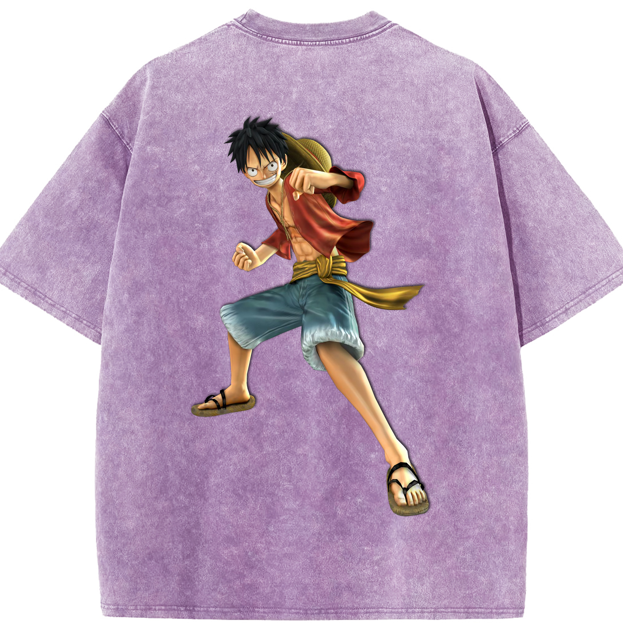 ワンピース モンキー・D・ルフィ ONE PIECE Monkey D. Luffy 綿100% ヴィンテージ風 半袖Tシャツ（背面プリント）