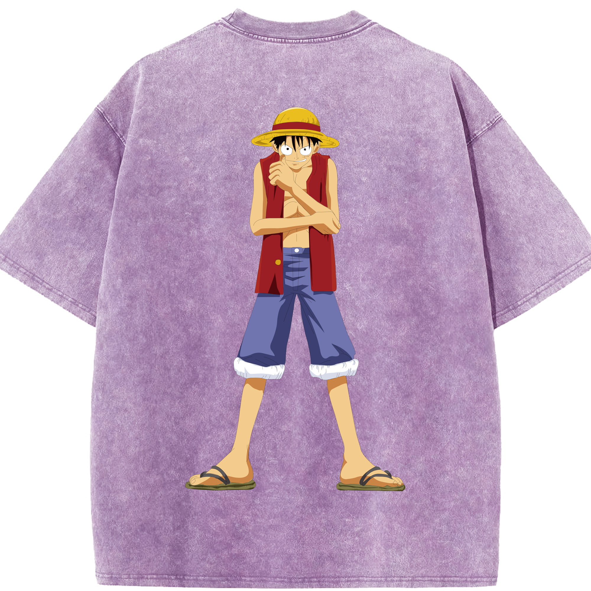 ワンピース モンキー・D・ルフィ ONE PIECE Monkey D. Luffy 綿100% ヴィンテージ風 半袖Tシャツ（背面プリント）