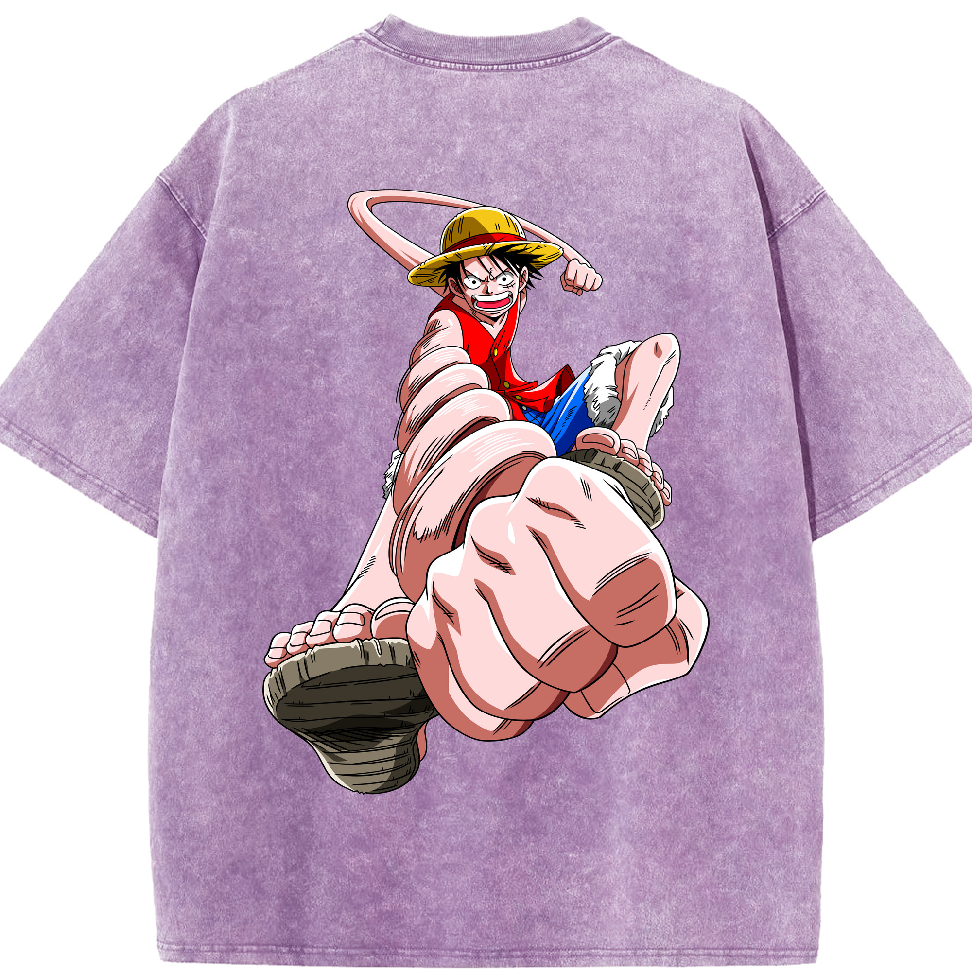 ワンピース モンキー・D・ルフィ ONE PIECE Monkey D. Luffy 綿100% ヴィンテージ風 半袖Tシャツ（背面プリント）