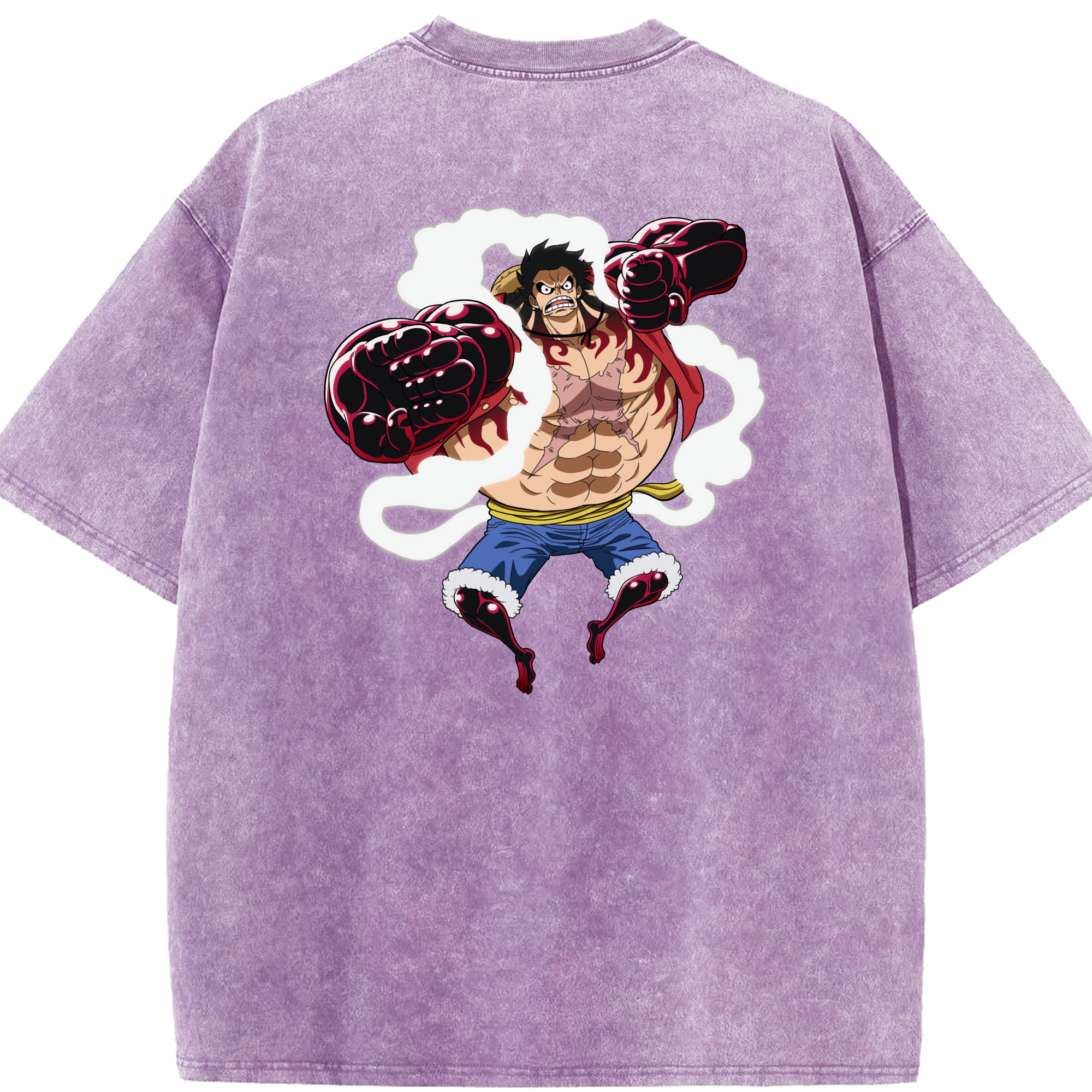 ワンピース モンキー・D・ルフィ ONE PIECE Monkey D. Luffy 綿100% ヴィンテージ風 半袖Tシャツ（背面プリント）