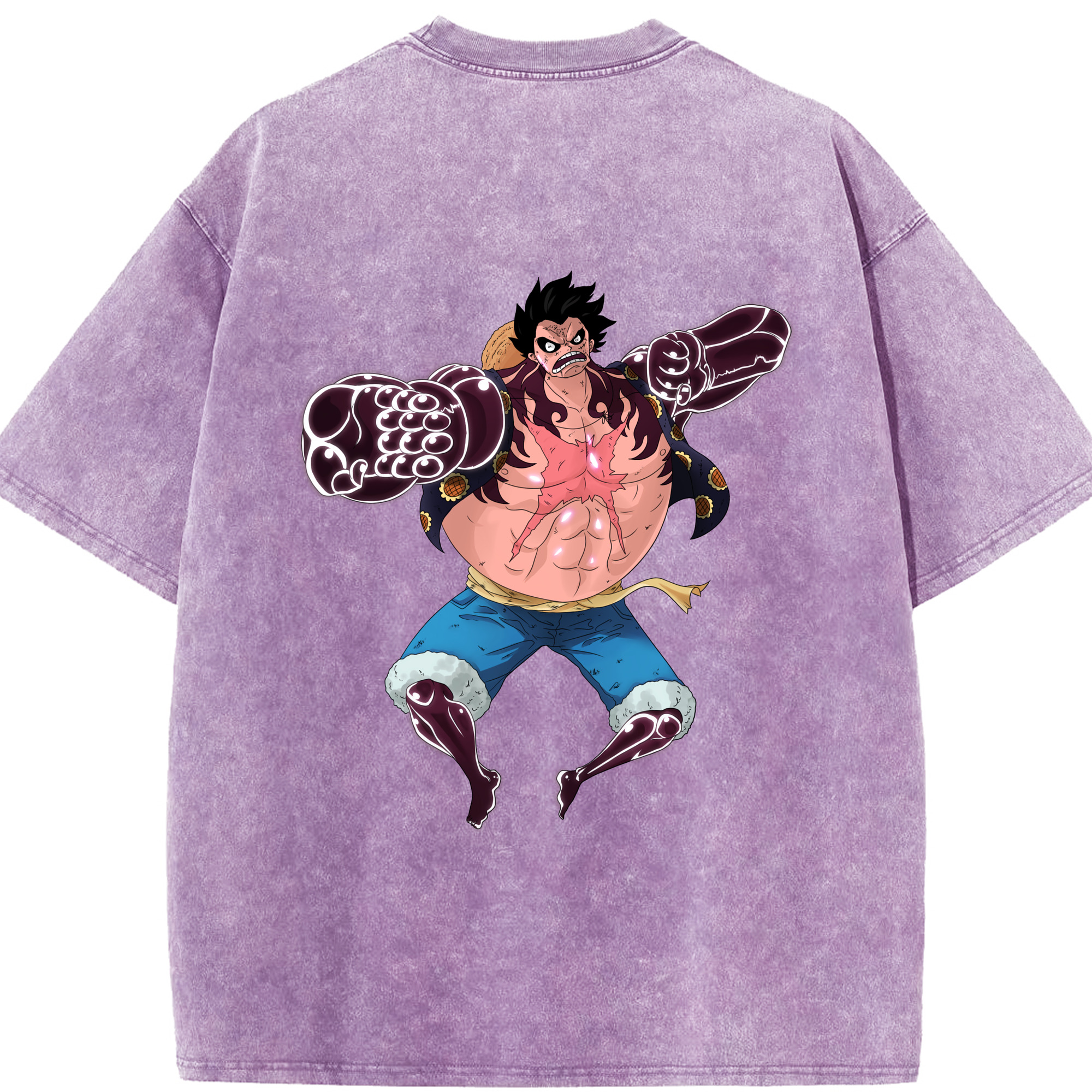 ワンピース モンキー・D・ルフィ ONE PIECE Monkey D. Luffy 綿100% ヴィンテージ風 半袖Tシャツ（背面プリント）