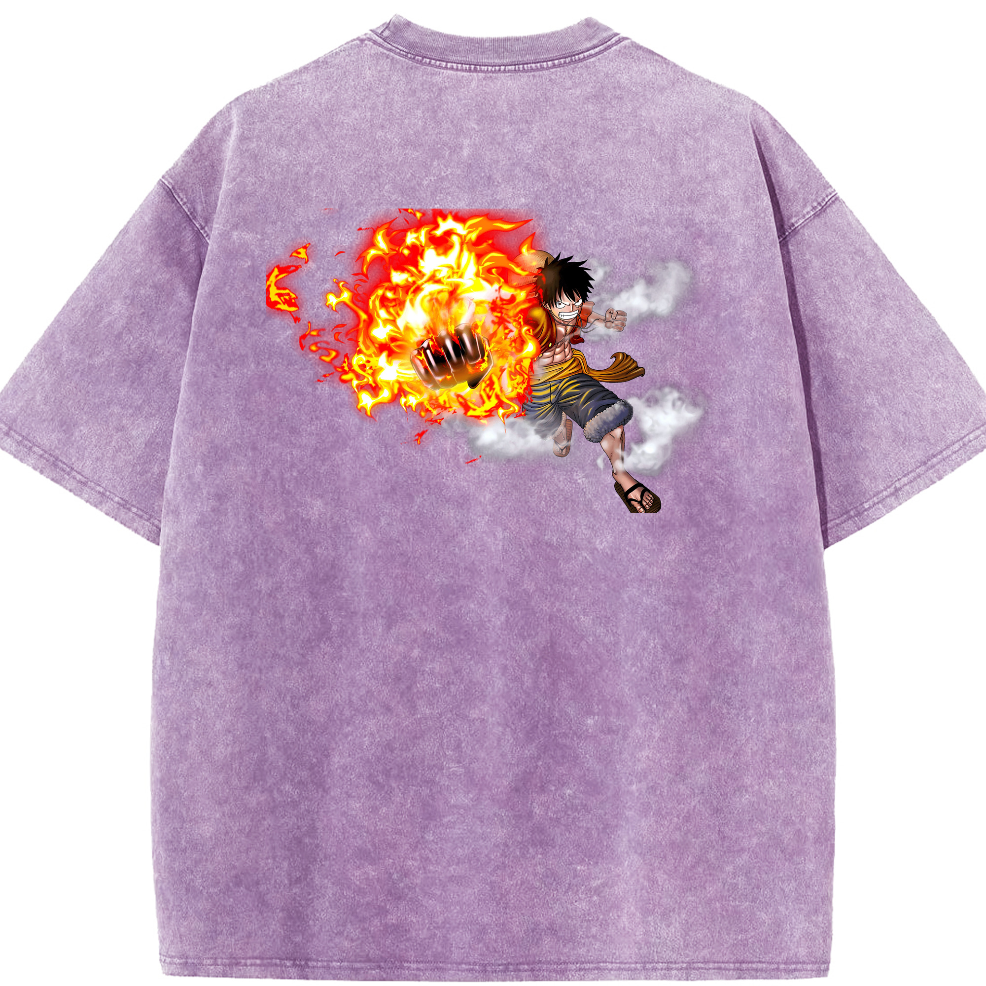 ワンピース モンキー・D・ルフィ ONE PIECE Monkey D. Luffy 綿100% ヴィンテージ風 半袖Tシャツ（背面プリント）