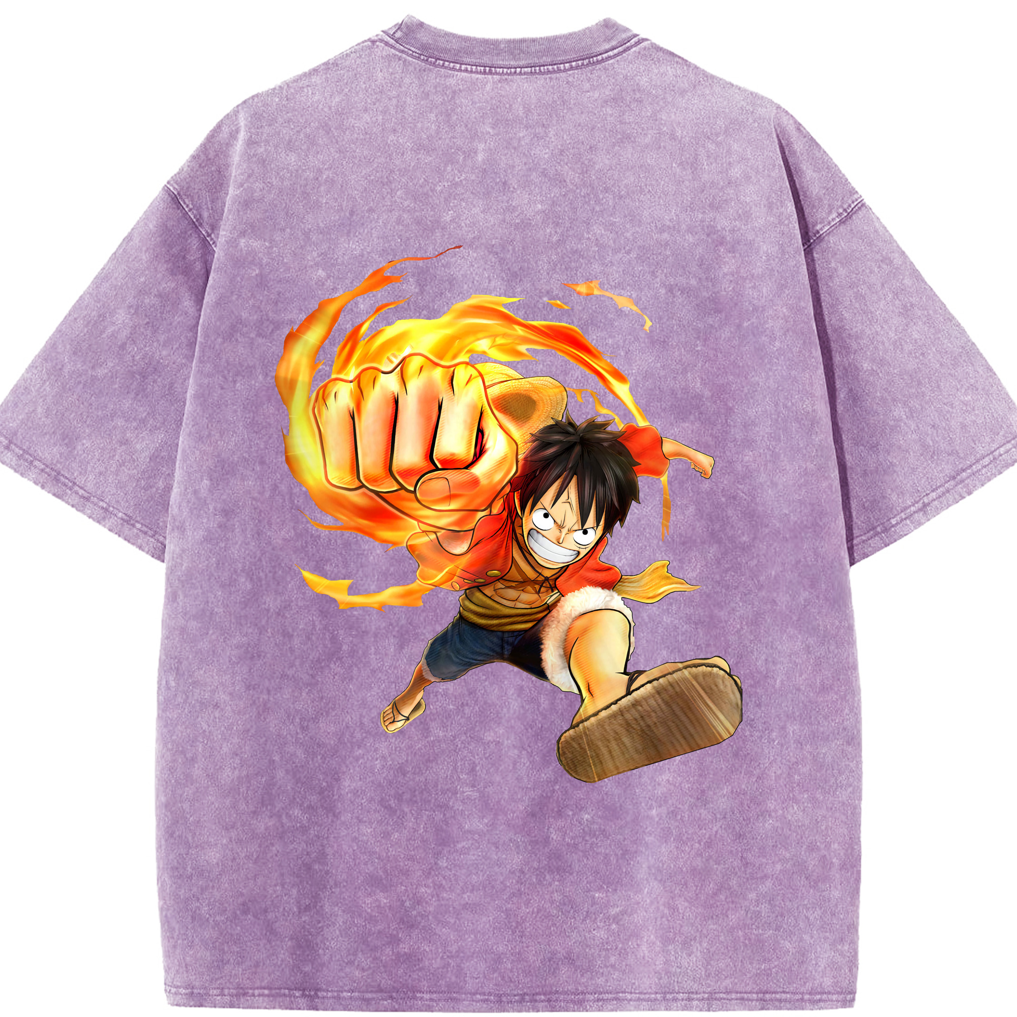 ワンピース モンキー・D・ルフィ ONE PIECE Monkey D. Luffy 綿100% ヴィンテージ風 半袖Tシャツ（背面プリント）