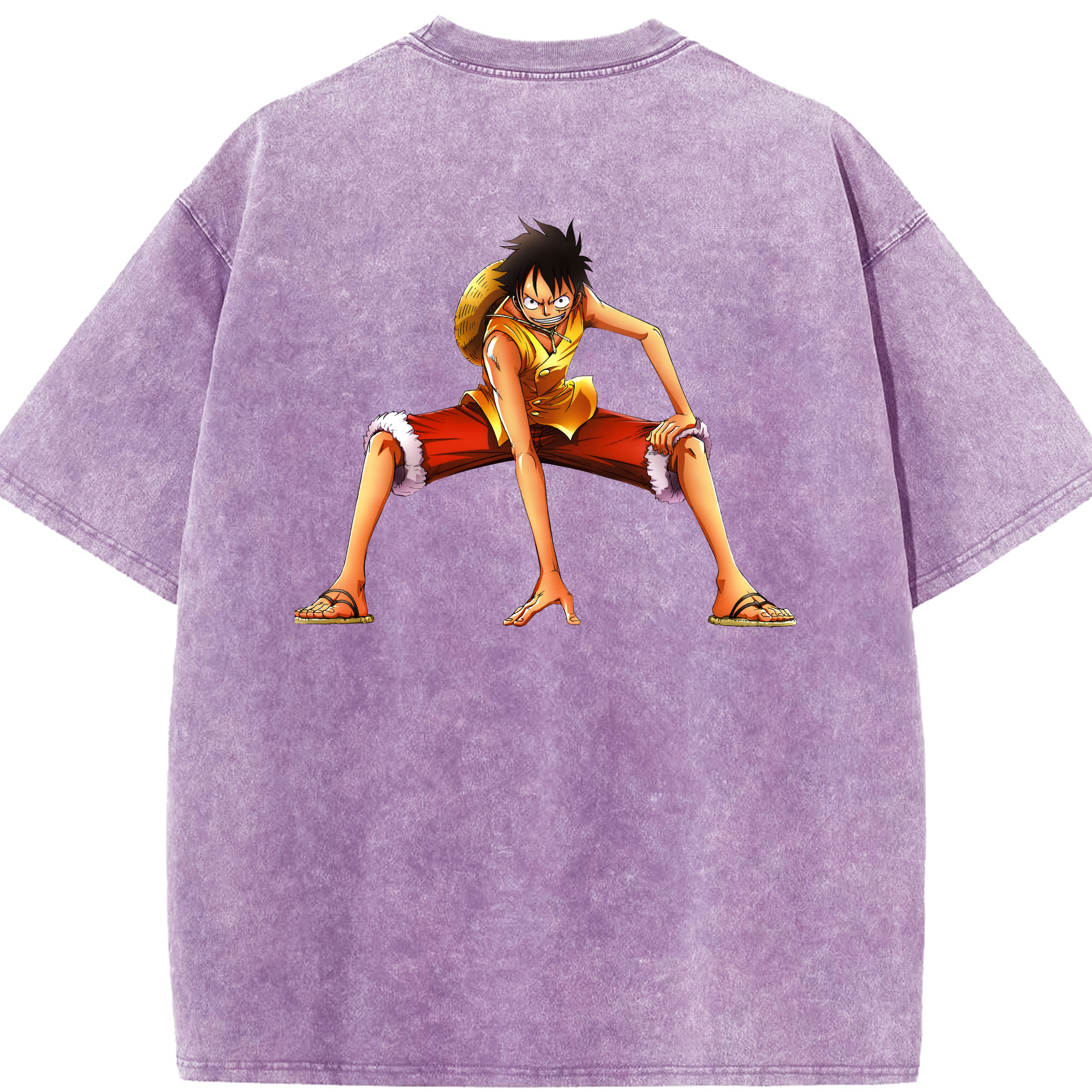 ワンピース モンキー・D・ルフィ ONE PIECE Monkey D. Luffy 綿100% ヴィンテージ風 半袖Tシャツ（背面プリント）