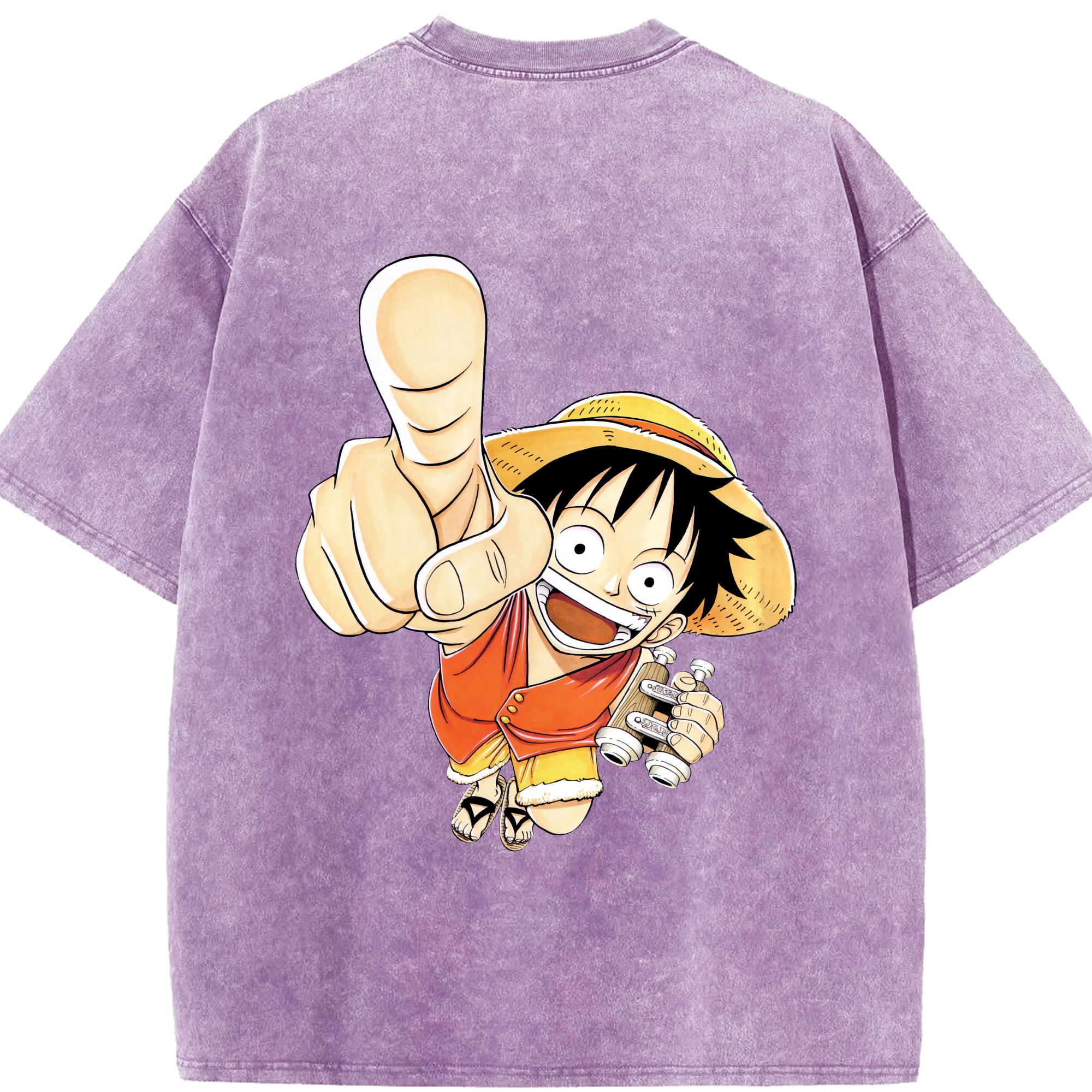 ワンピース モンキー・D・ルフィ ONE PIECE Monkey D. Luffy 綿100% ヴィンテージ風 半袖Tシャツ（背面プリント）