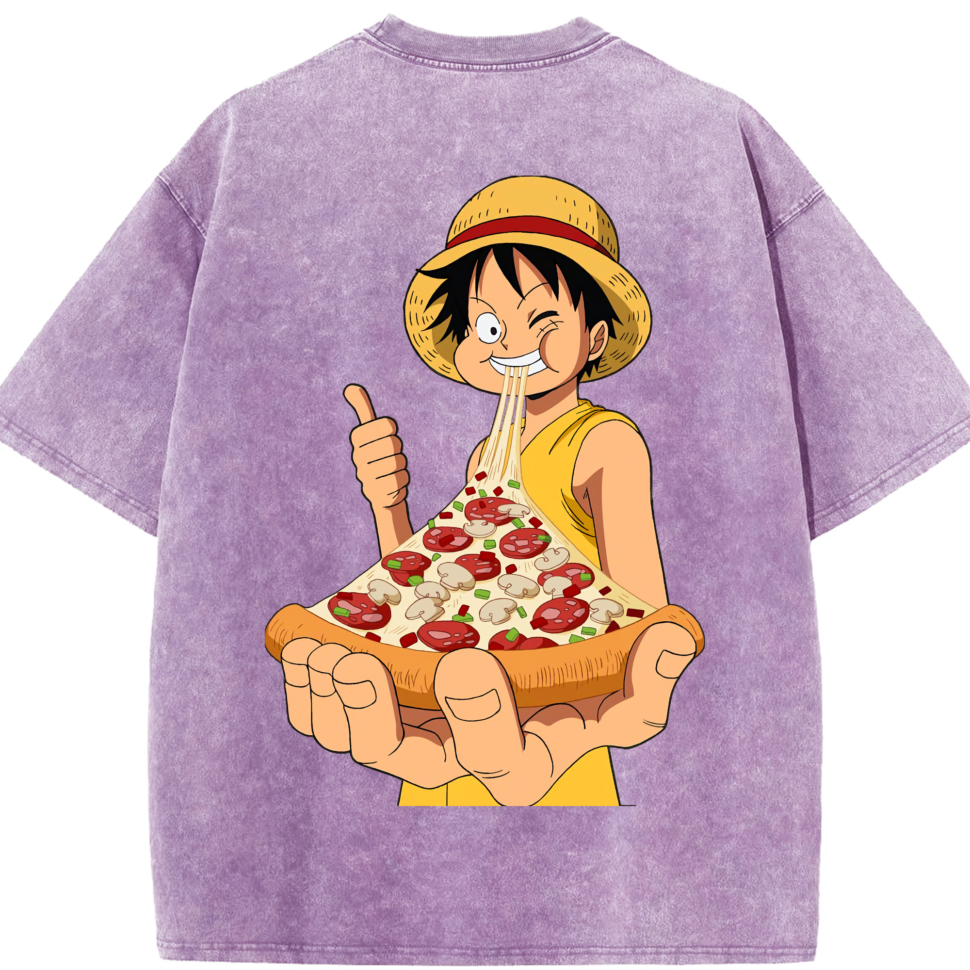 ワンピース モンキー・D・ルフィ ONE PIECE Monkey D. Luffy 綿100% ヴィンテージ風 半袖Tシャツ（背面プリント）