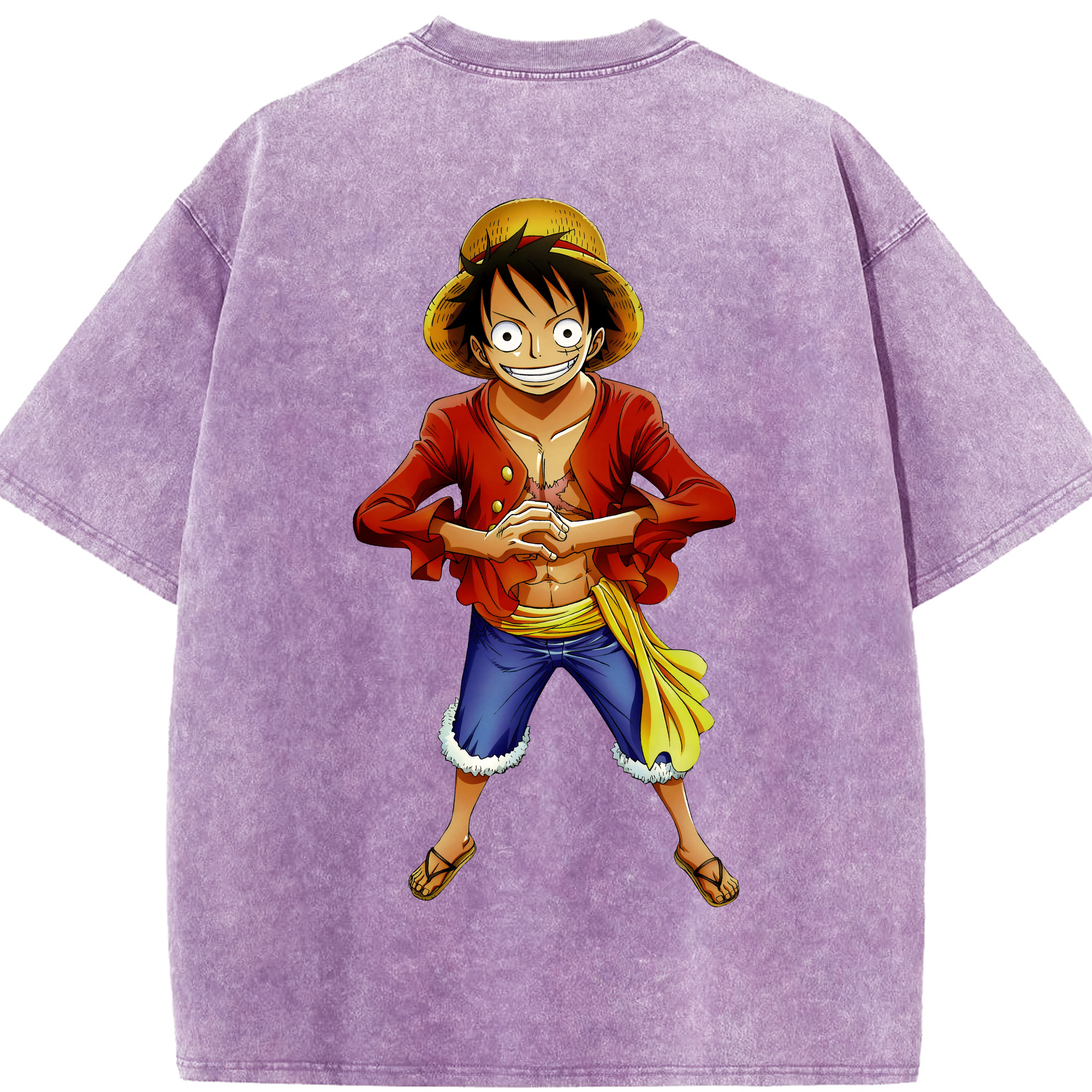 ワンピース モンキー・D・ルフィ ONE PIECE Monkey D. Luffy 綿100% ヴィンテージ風 半袖Tシャツ（背面プリント）