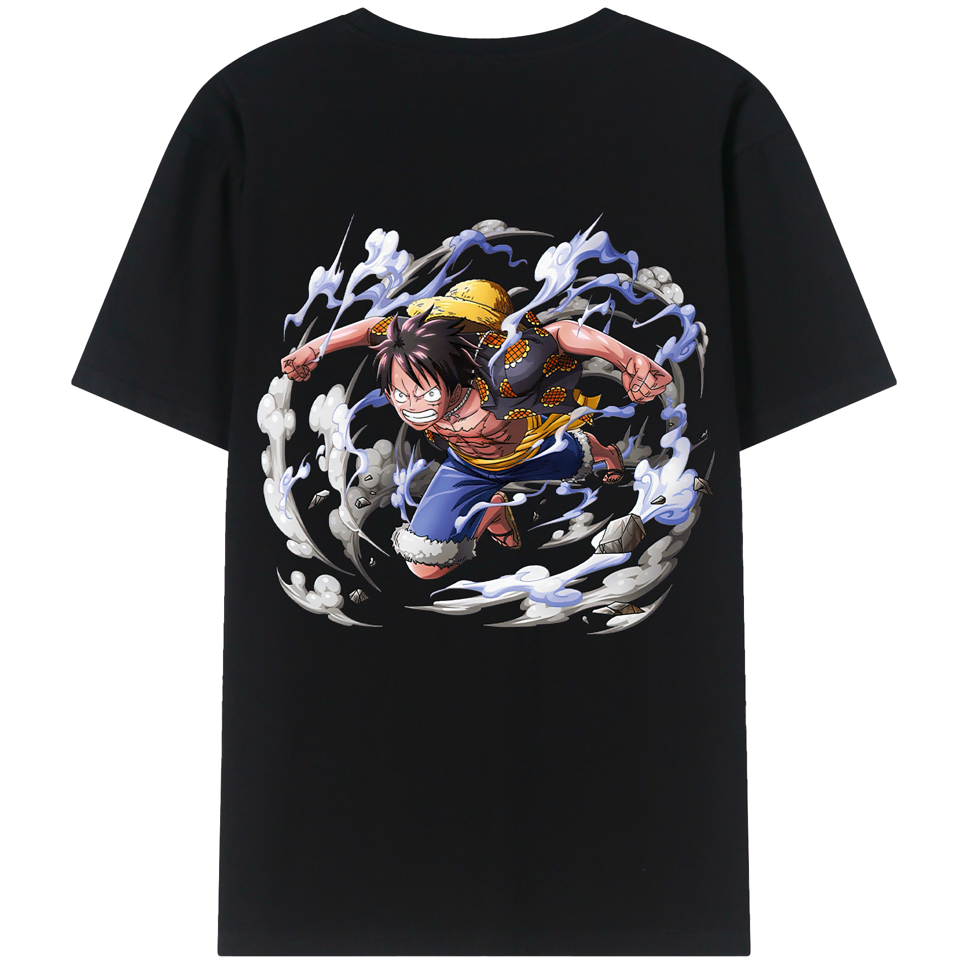 ワンピース モンキー・D・ルフィ ONE PIECE Monkey D. Luffy 綿100％ メンズ半袖Tシャツ（バックプリント） 通気性