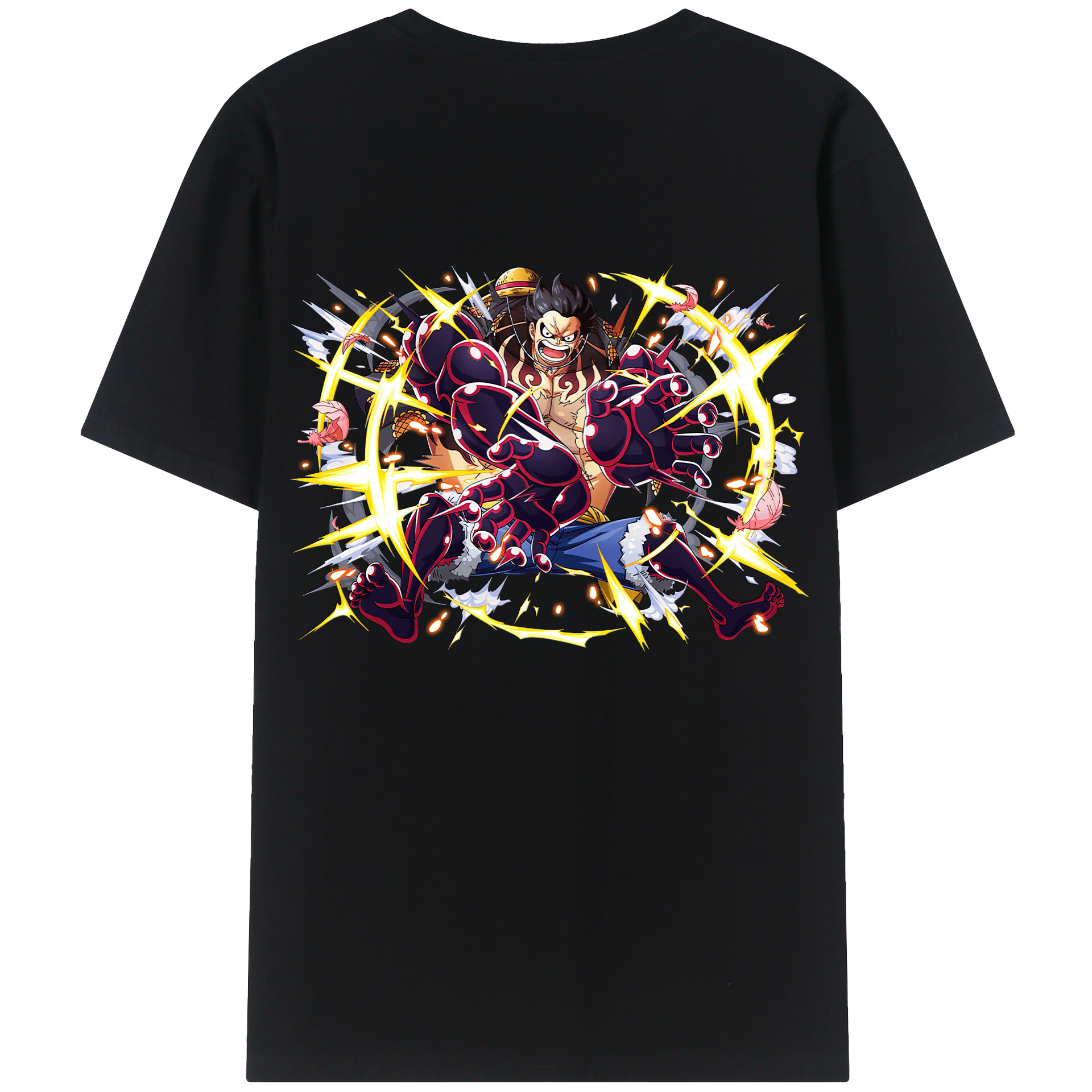 ワンピース モンキー・D・ルフィ ONE PIECE Monkey D. Luffy 綿100％ メンズ半袖Tシャツ（バックプリント） 通気性