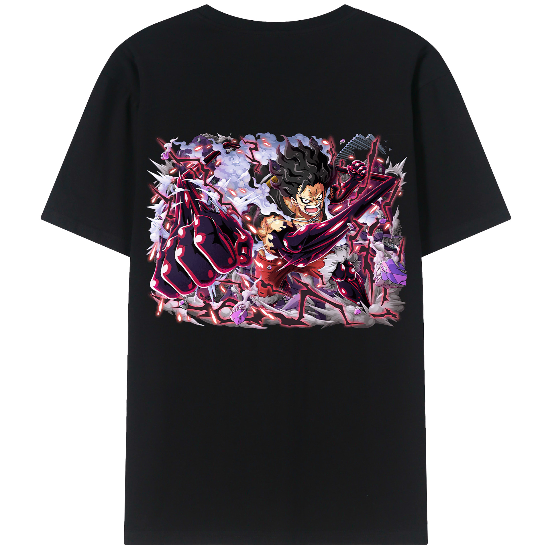 ワンピース モンキー・D・ルフィ ONE PIECE Monkey D. Luffy 綿100％ メンズ半袖Tシャツ（バックプリント） 通気性