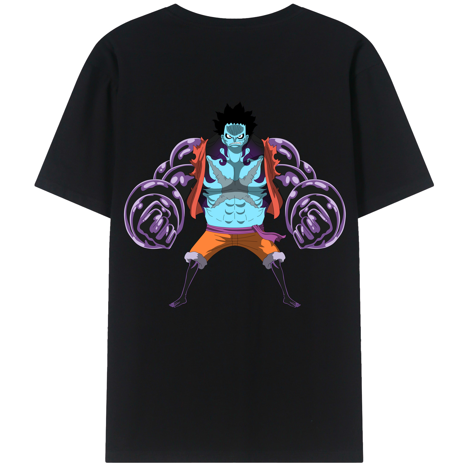 ワンピース モンキー・D・ルフィ ONE PIECE Monkey D. Luffy 綿100％ メンズ半袖Tシャツ（バックプリント） 通気性