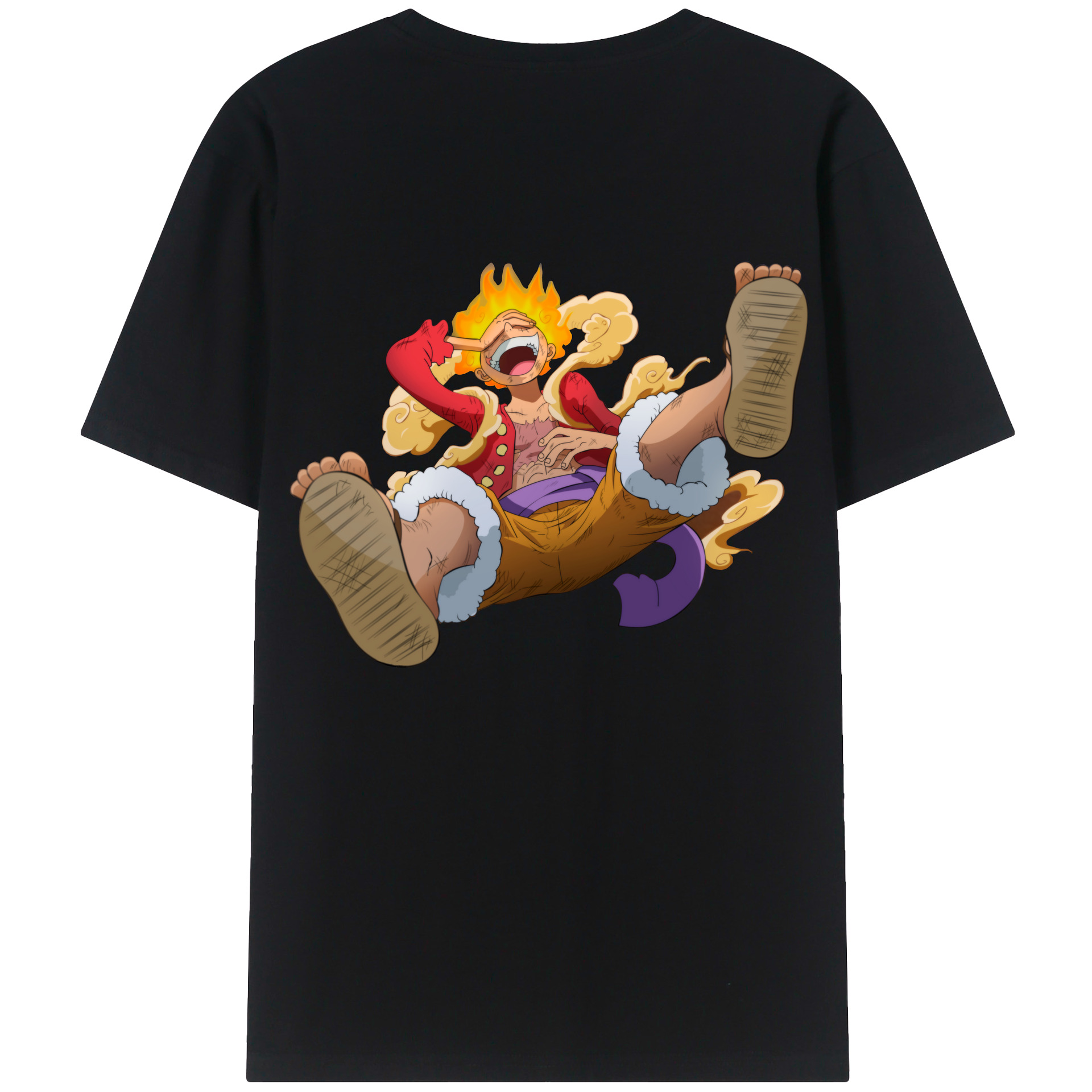 ワンピース モンキー・D・ルフィ ONE PIECE Monkey D. Luffy 綿100％ メンズ半袖Tシャツ（バックプリント） 通気性