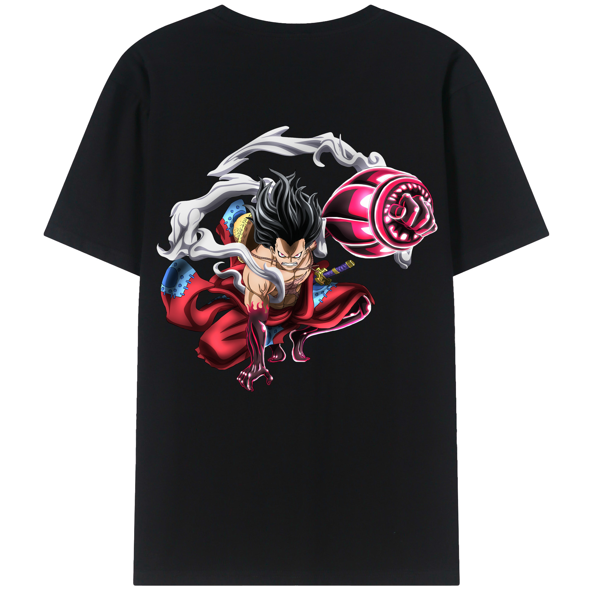ワンピース モンキー・D・ルフィ ONE PIECE Monkey D. Luffy 綿100％ メンズ半袖Tシャツ（バックプリント） 通気性