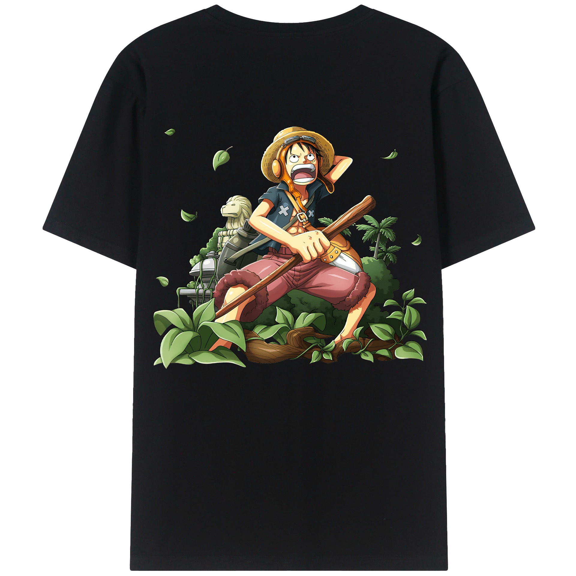 （画像用） ワンピース モンキー・D・ルフィ ONE PIECE Monkey D. Luffy 綿100％ メンズ半袖Tシャツ（バックプリント） 通気性
